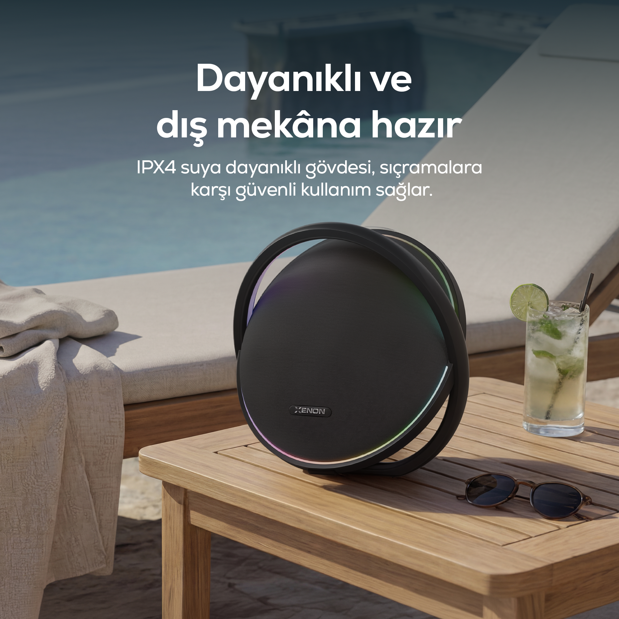 Aura Bluetooth Hoparlör | 80W RMS, 12000 mAh, Işıklı, TWS, IPX4 (X6710)