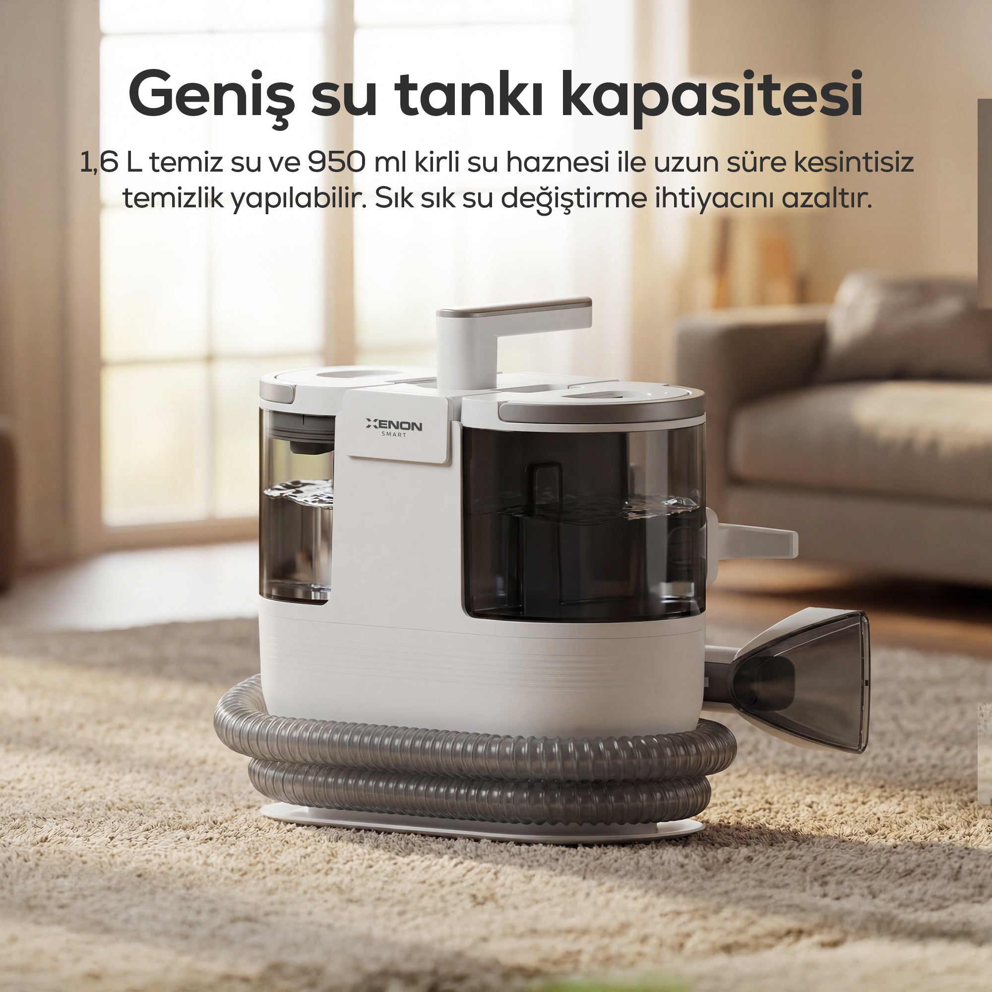 Buharlı Halı Yıkama & Koltuk Temizleme Makinesi 1700W | 16kPa Vakum, Buhar, Sıcak Su, Turbo (X6161)
