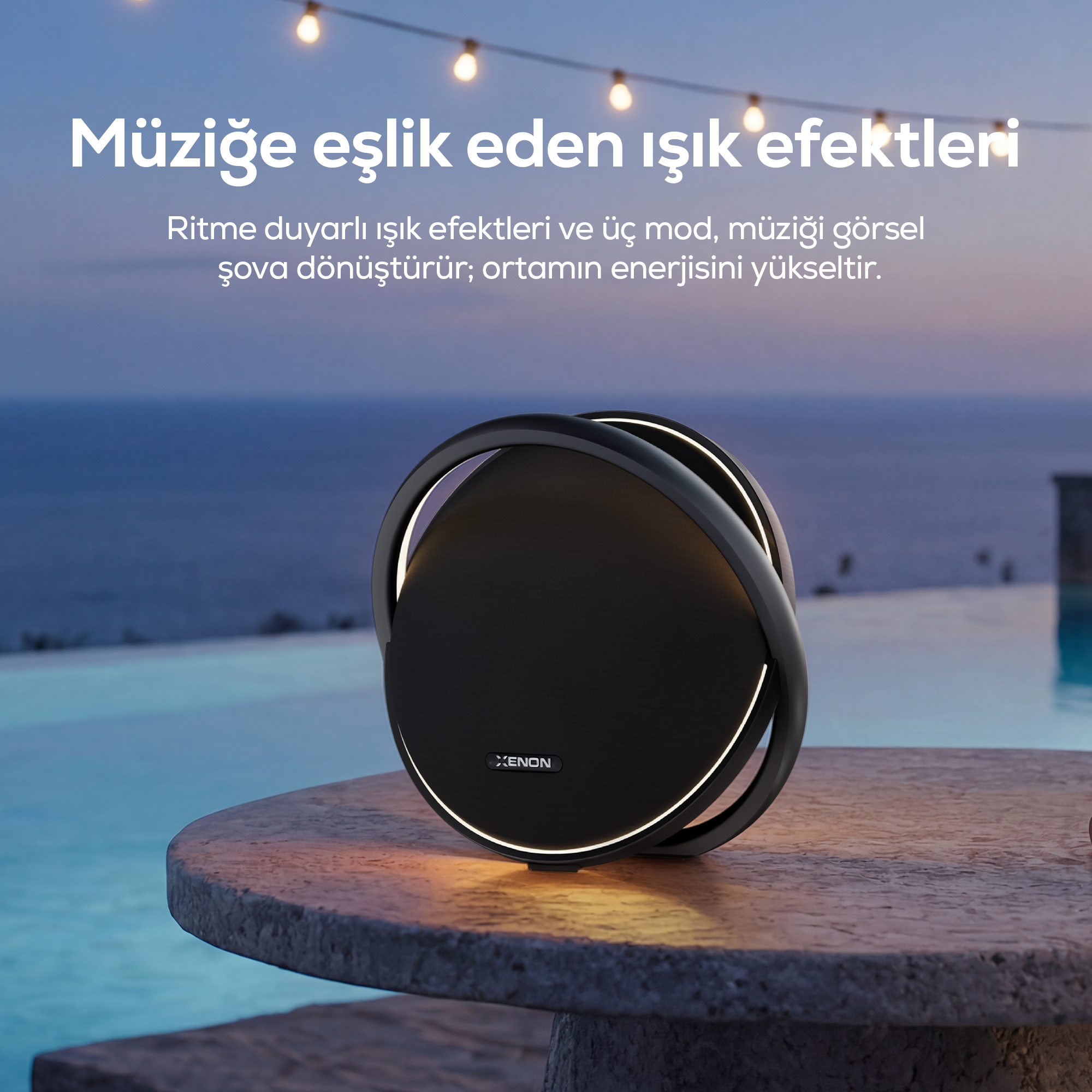 Aura Bluetooth Hoparlör | 80W RMS, 12000 mAh, Işıklı, TWS, IPX4 (X6710)