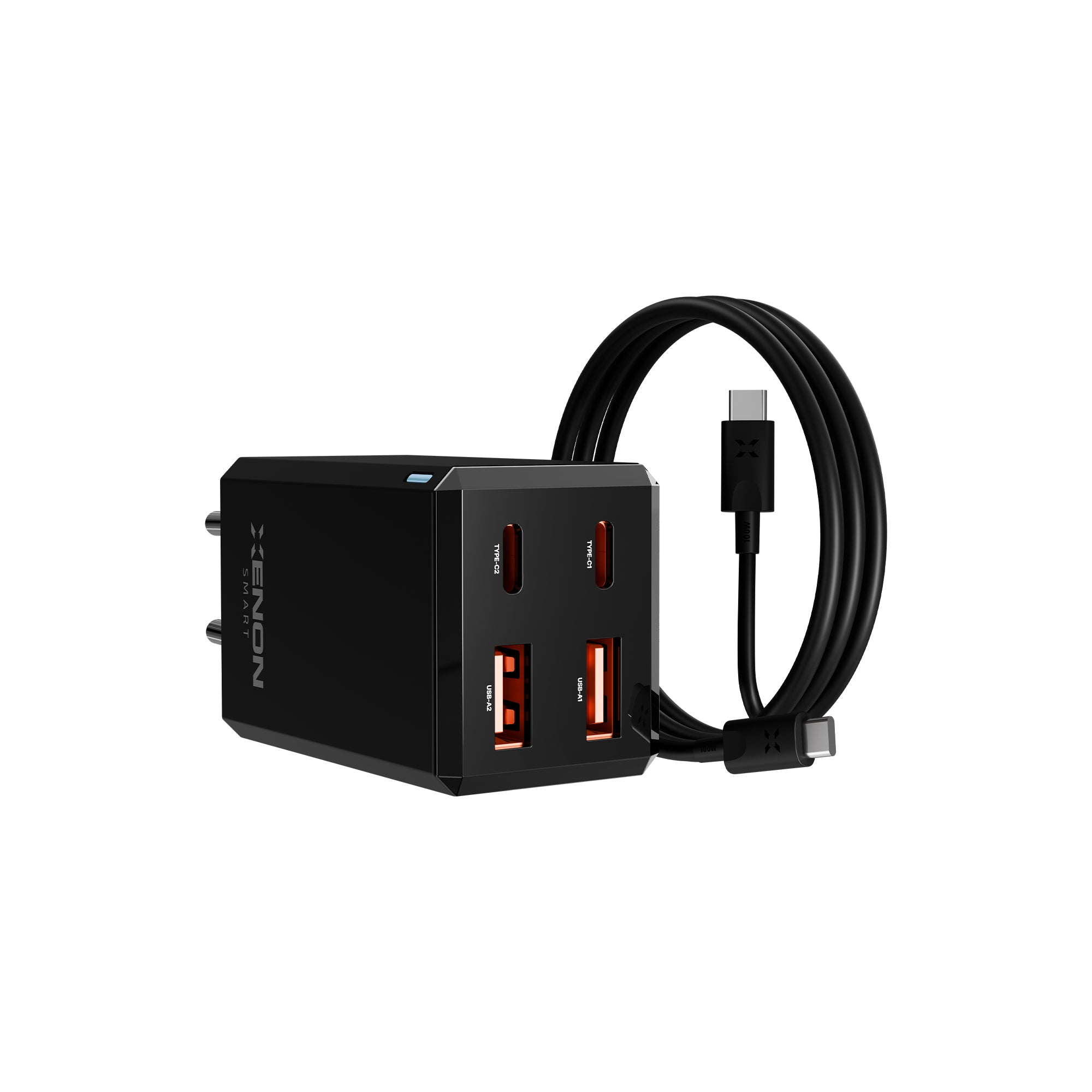 Hızlı Şarj Adaptörü 65W GaN + Type-C Kablo 100W PD | 4 Port, iPhone & Samsung Uyumlu (X6425)