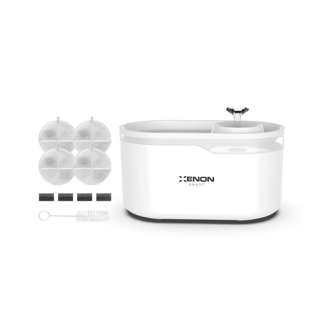 Kedi Su Pınarı (Beyaz) ve Yedek Filtre | 2'li Set, Wifi, Mobil Kontrol, Ultra Sessiz, Daima Taze Su