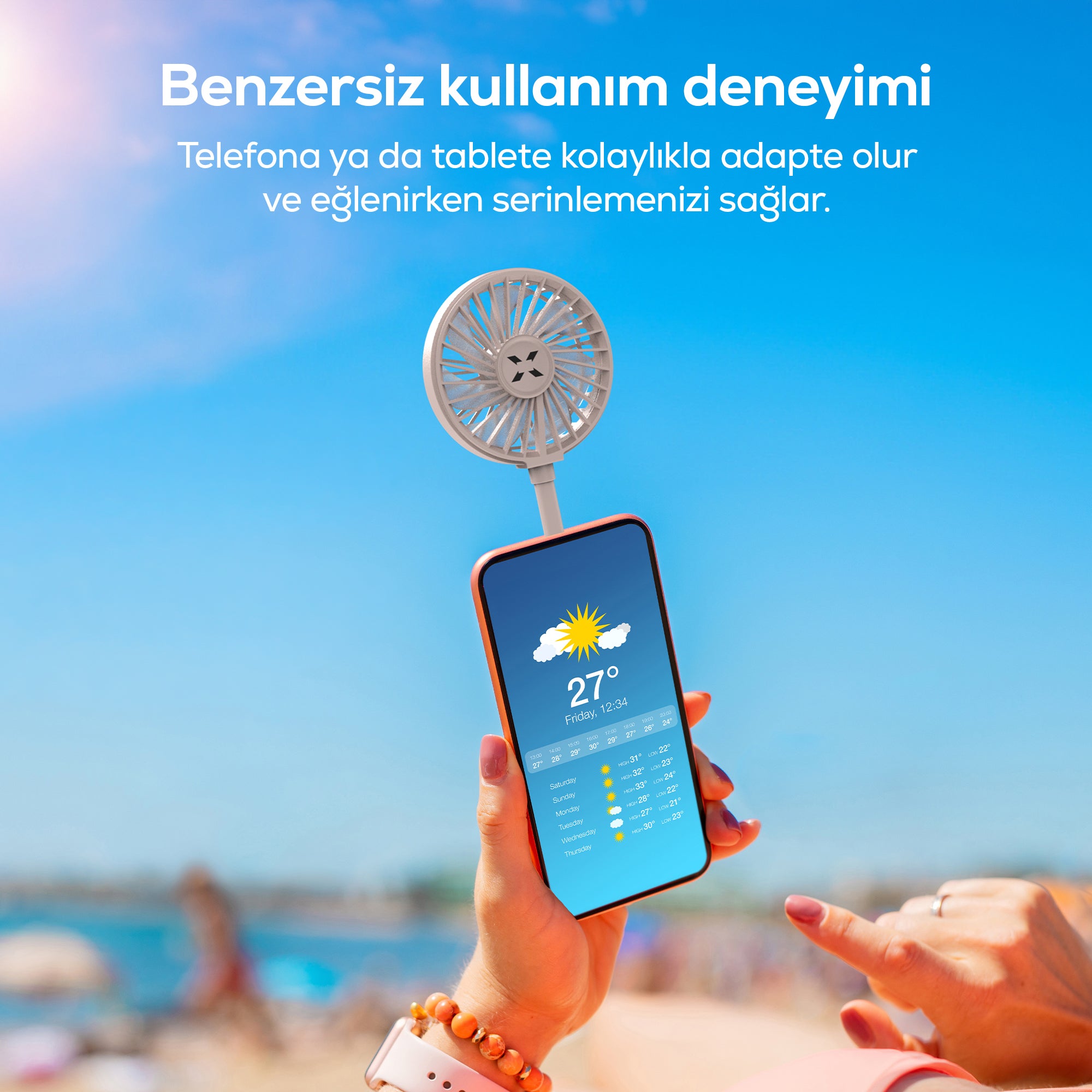 El Vantilatörü | Şarjlı, Taşınabilir, Teleskobik, Katlanabilir, Sessiz, Mini Fan (X6104)