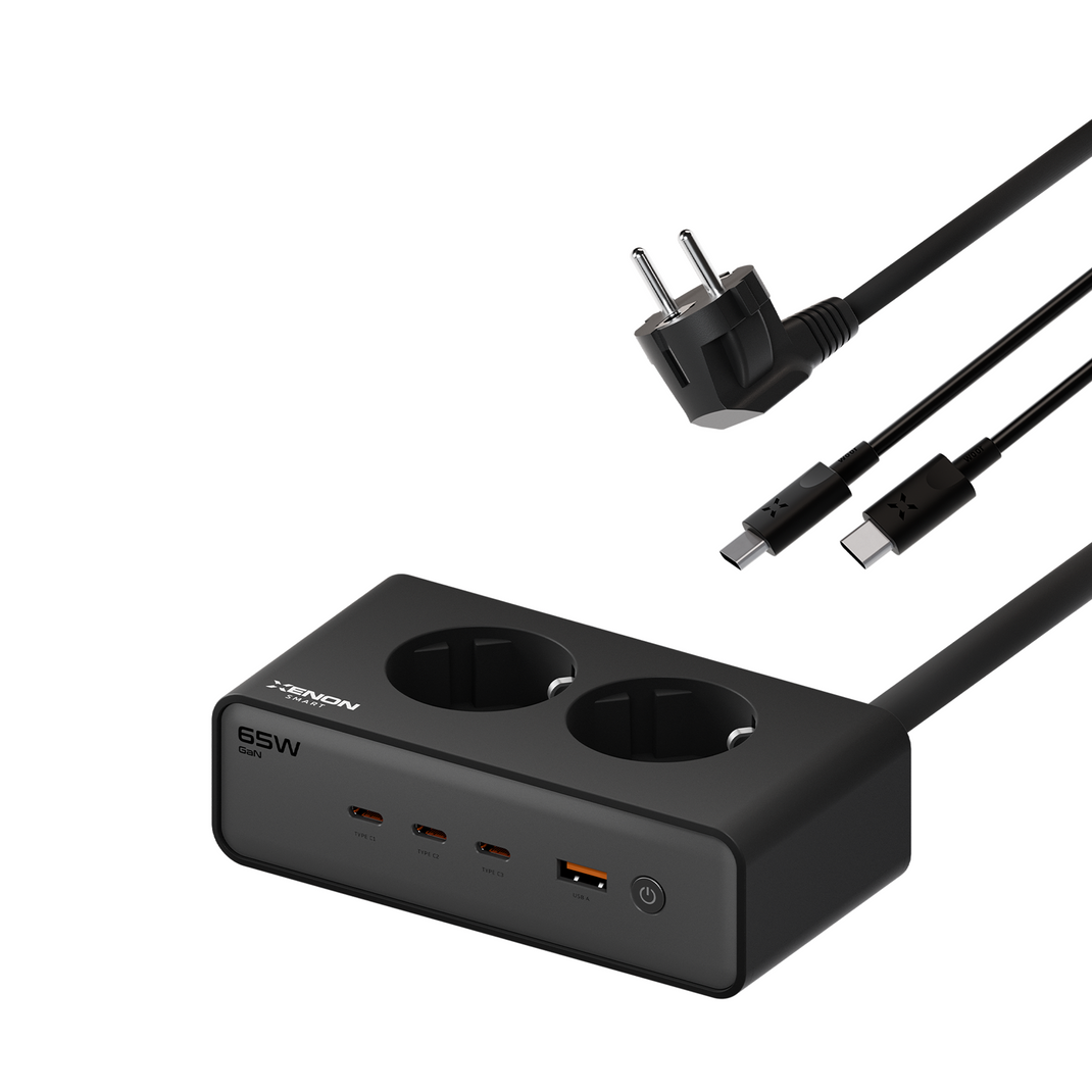 Masaüstü Priz Hızlı Şarj İstasyonu 6 in 1 | 4000W AC, 65W 3xUSB-C, 1 USB-A, 100W Type-C Kablo (X6423)