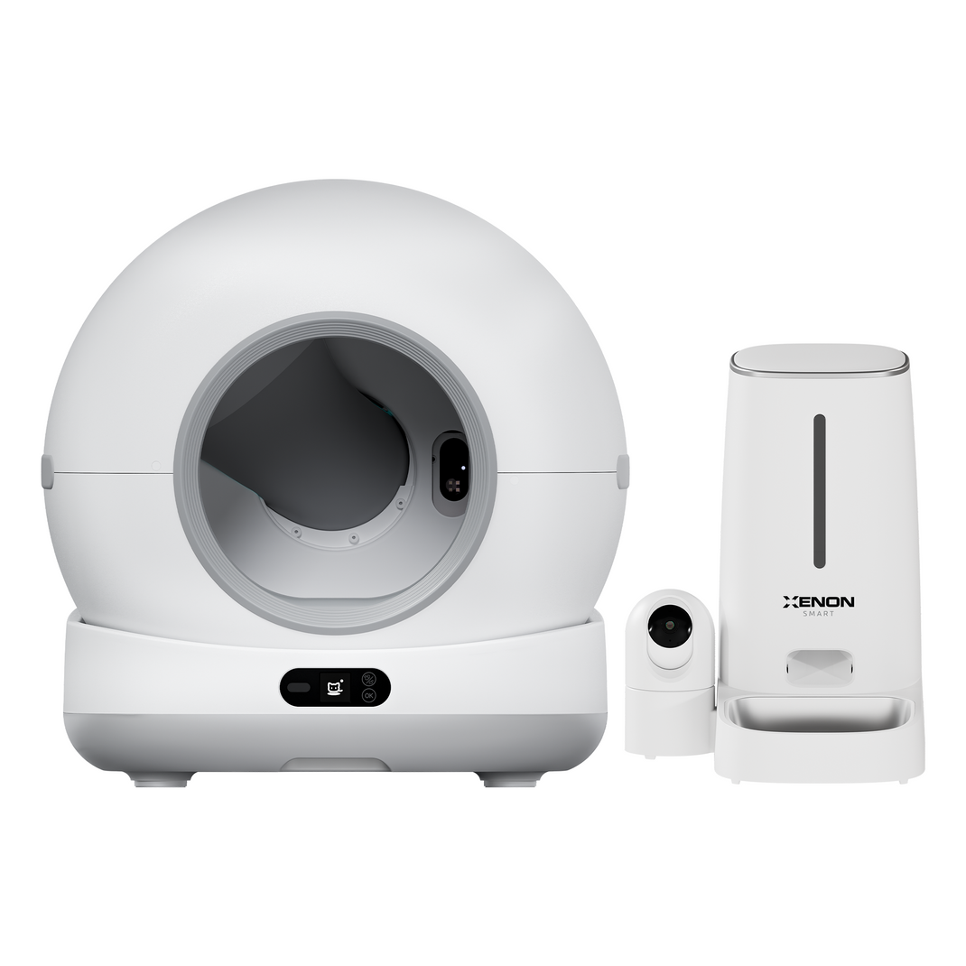 Otomatik Kedi Tuvaleti ve Kameralı Mama Kabı Seti | WiFi, UV Sterilizasyonlu, Gece Görüşlü, Sesli İletişim, Ekonomik Pet Seti