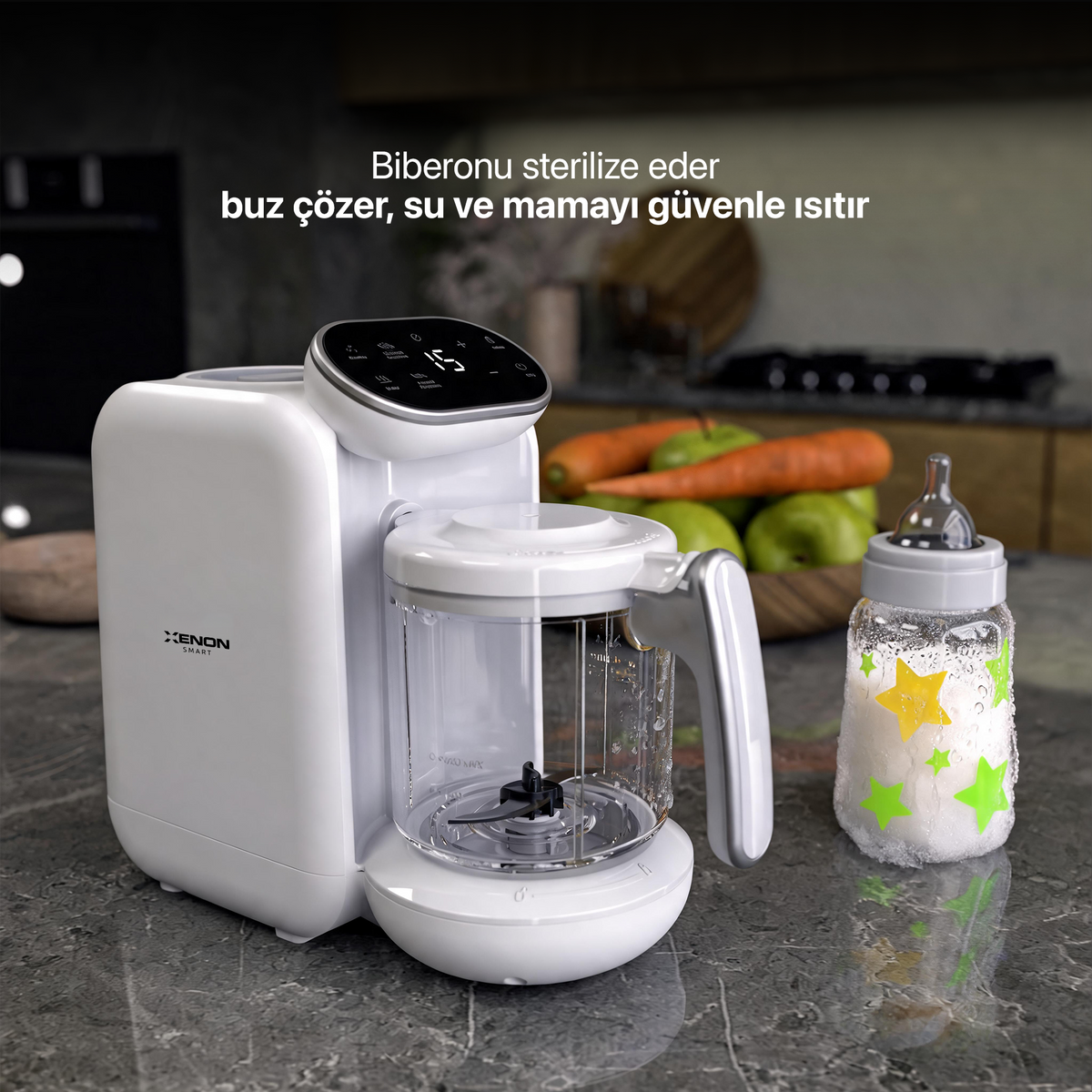 5'i 1 Arada Bebek Mama Robotu – Buharlı Pişirici, Blender ve Mama Hazırlama Makinesi (X1010)