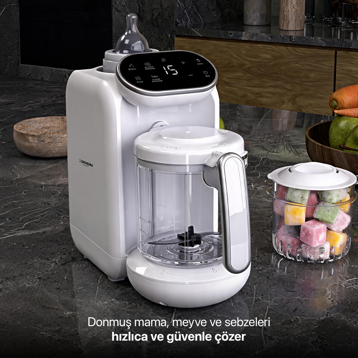 5'i 1 Arada Bebek Mama Robotu – Buharlı Pişirici, Blender ve Mama Hazırlama Makinesi (X1010)