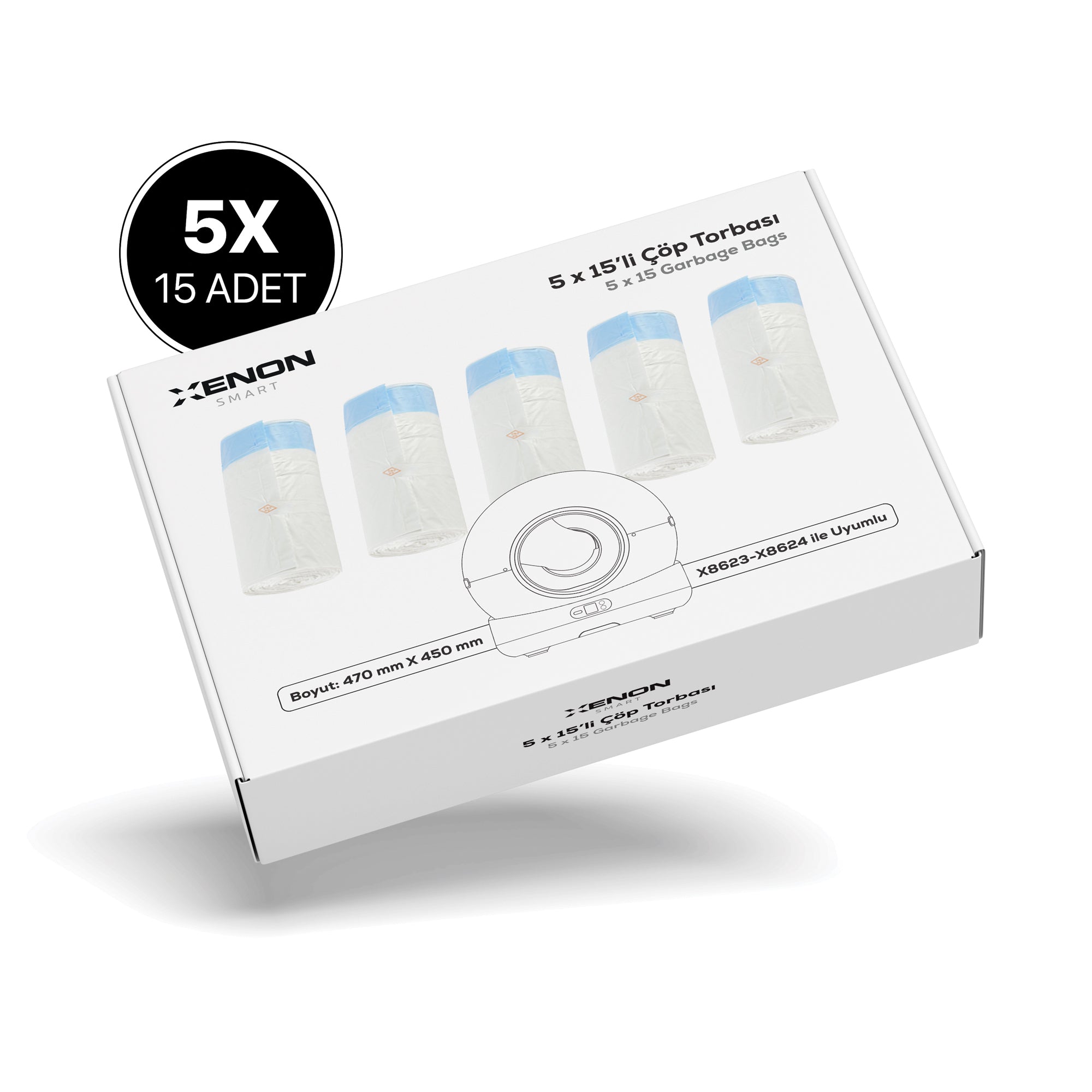 Otomatik Kedi Tuvaleti Çöp Poşeti | 75 Adet, X8623, X8624 ve X8620 Uyumlu Yedek Atık Poşeti (X8779)