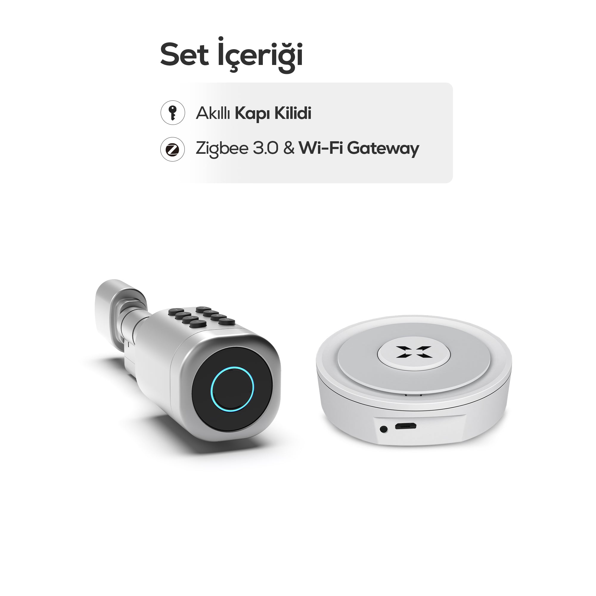 Akıllı Kapı Kilidi ve Zigbee Gateway 3.0 Hub | Parmak İzi, Şifre, Kart, Uzaktan WiFi Mobil Kontrol