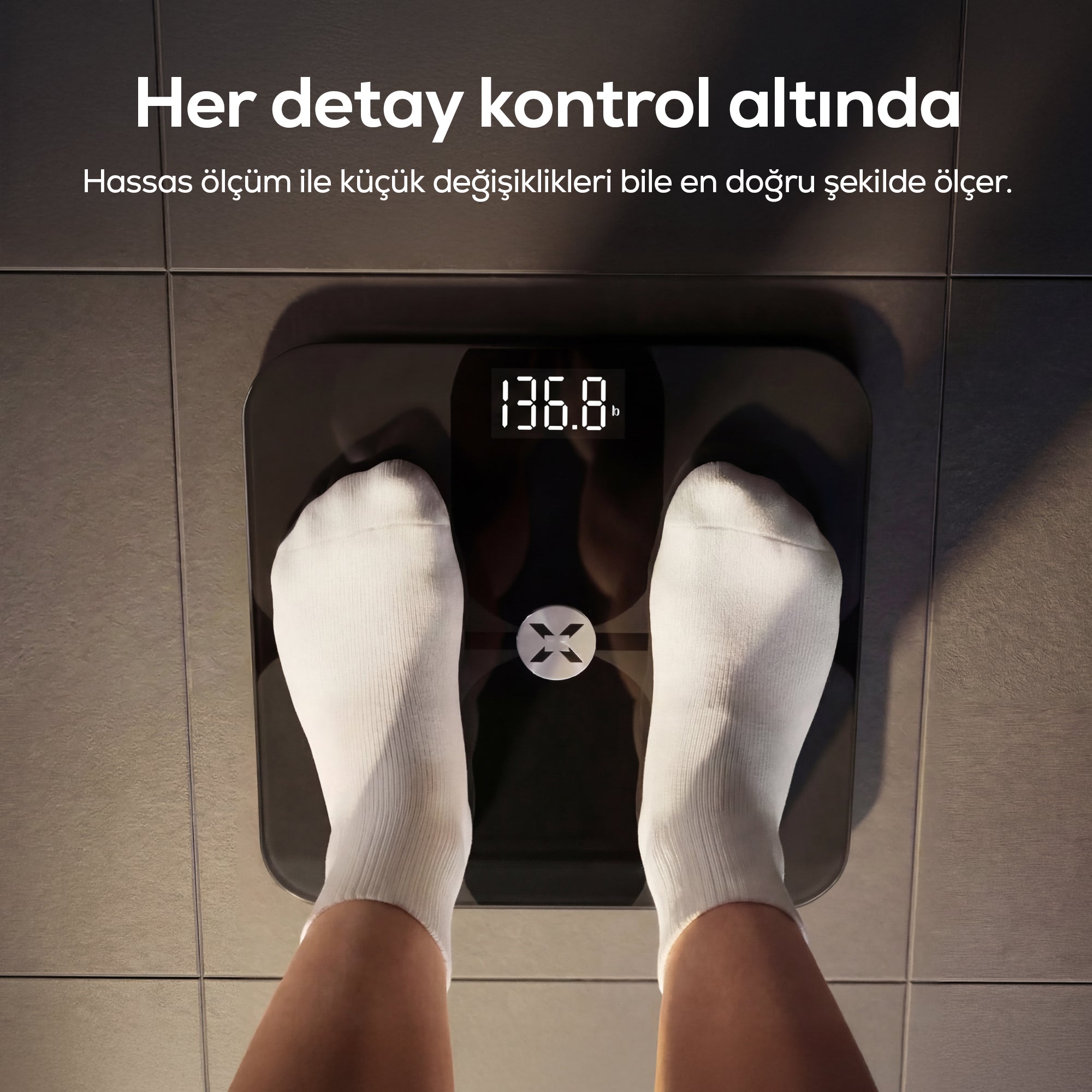 Akıllı Tartı | Mobil Kontrol, Vücut Analizli, Yağ Ölçer, Bluetooth, Dijital Baskül (X8703)