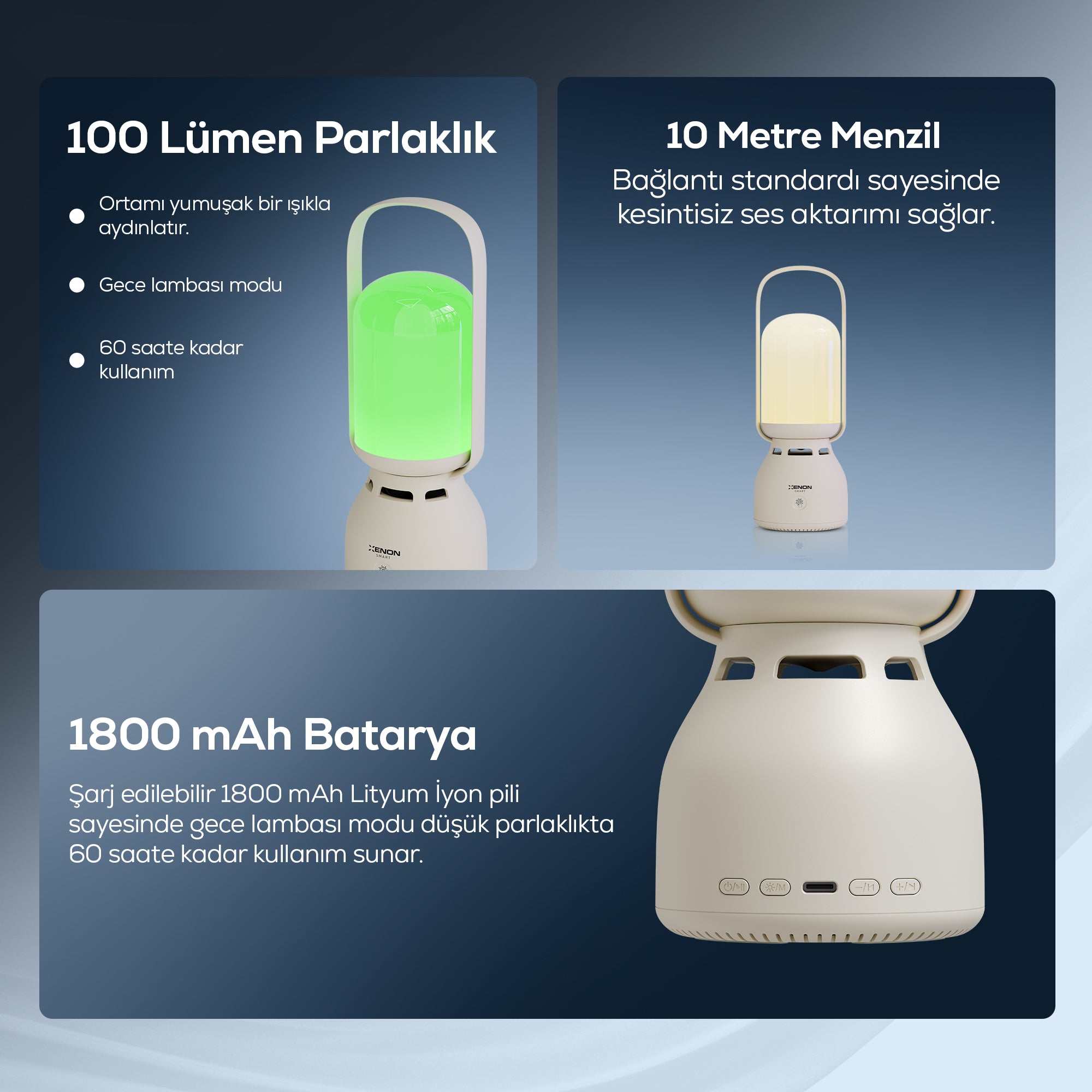 Lambalı Bluetooth Hoparlör | RGB Işıklı, 1800 Mah, Şarjlı, Taşınabilir, Çift Yönlü İletişim (X6850)