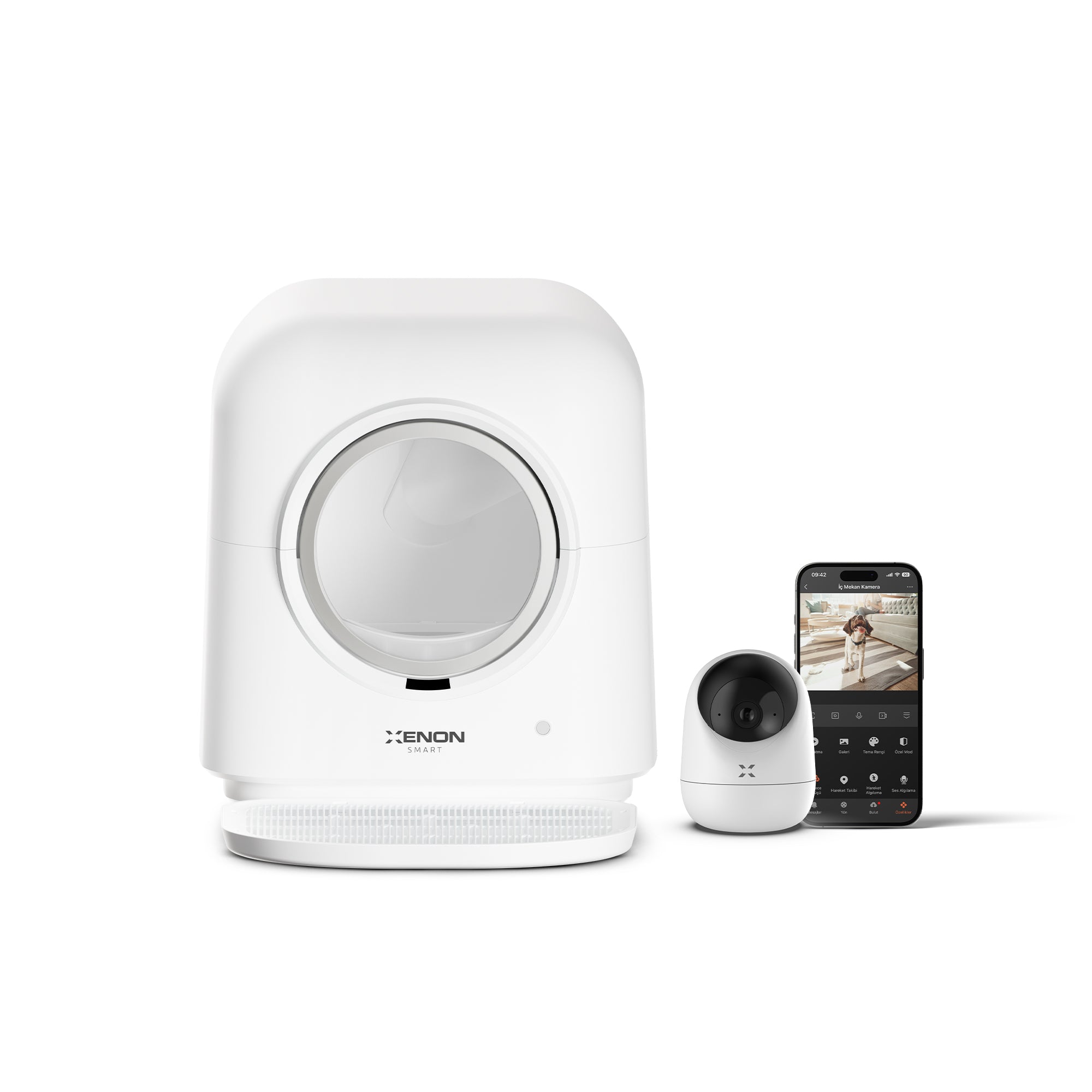 Otomatik Kedi Tuvaleti 60L ve Ev Kamerası 2304p | 2'li Set, Wifi, Mobil Kontrol, Gece Görüş