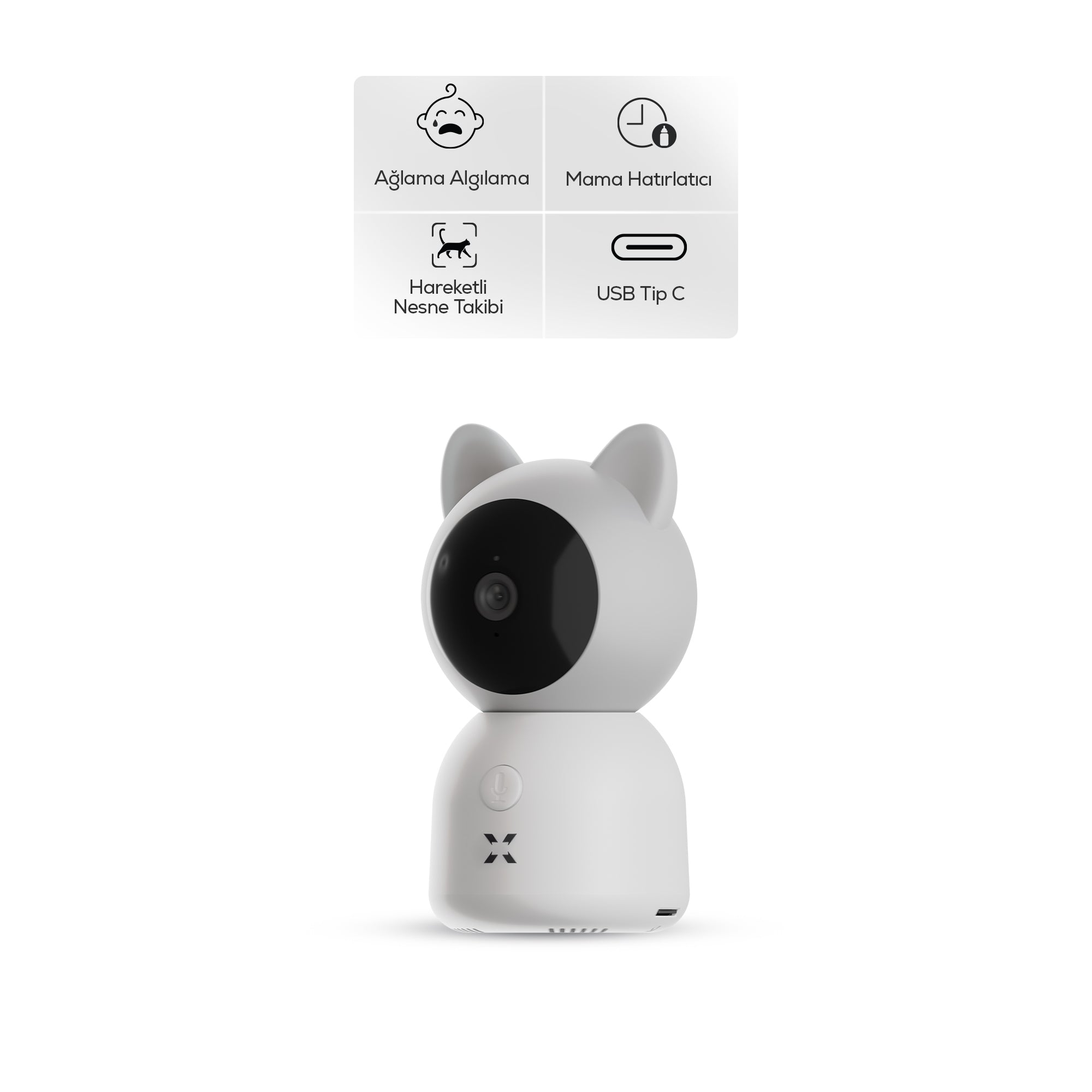 Bebek Kamerası 3MP | 5" Monitör, Mobil Takip, Ağlama Algılama, 360° Gece Görüş, RGB Lambalı (X7202)