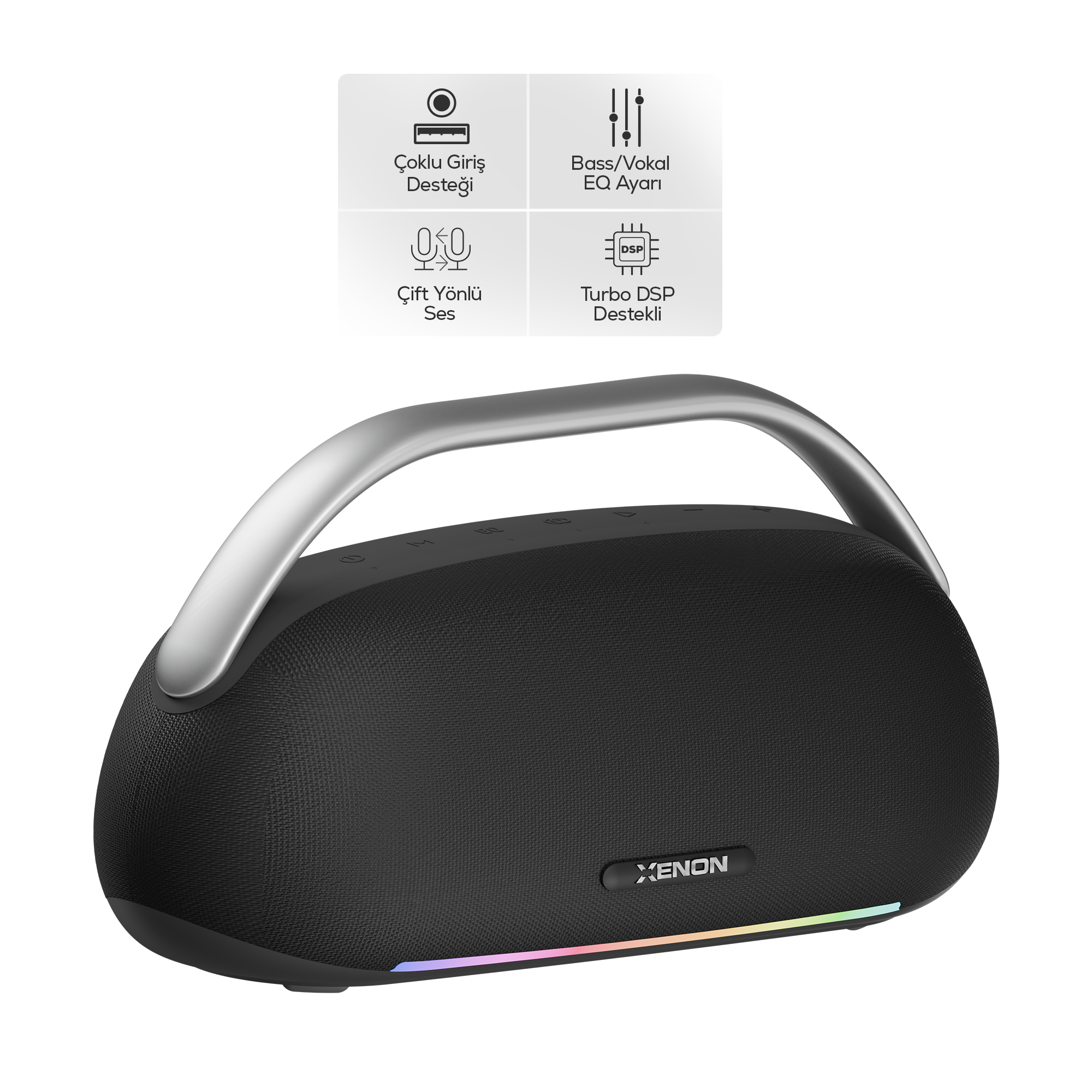 Rhythm Bluetooth Hoparlör | 80W RMS, Karaoke Modu, 12000 mAh, Işıklı, IPX4, TWS (X6708)