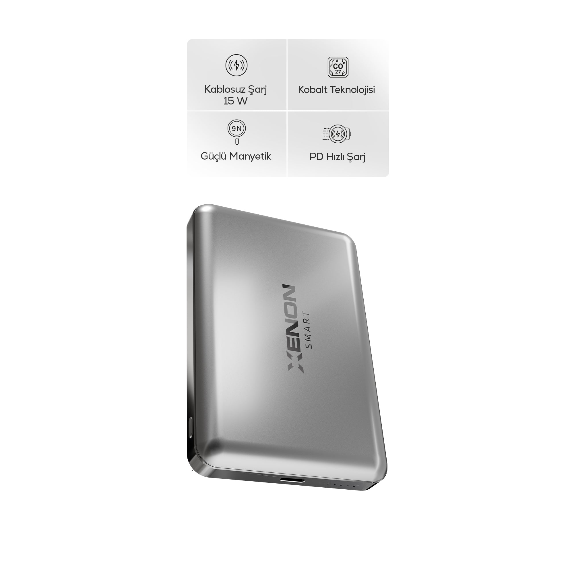 MagSafe Powerbank | 10000 mAh, 15W Kablosuz, 22.5W Hızlı Şarj, Alüminyum Kasa (X6441)