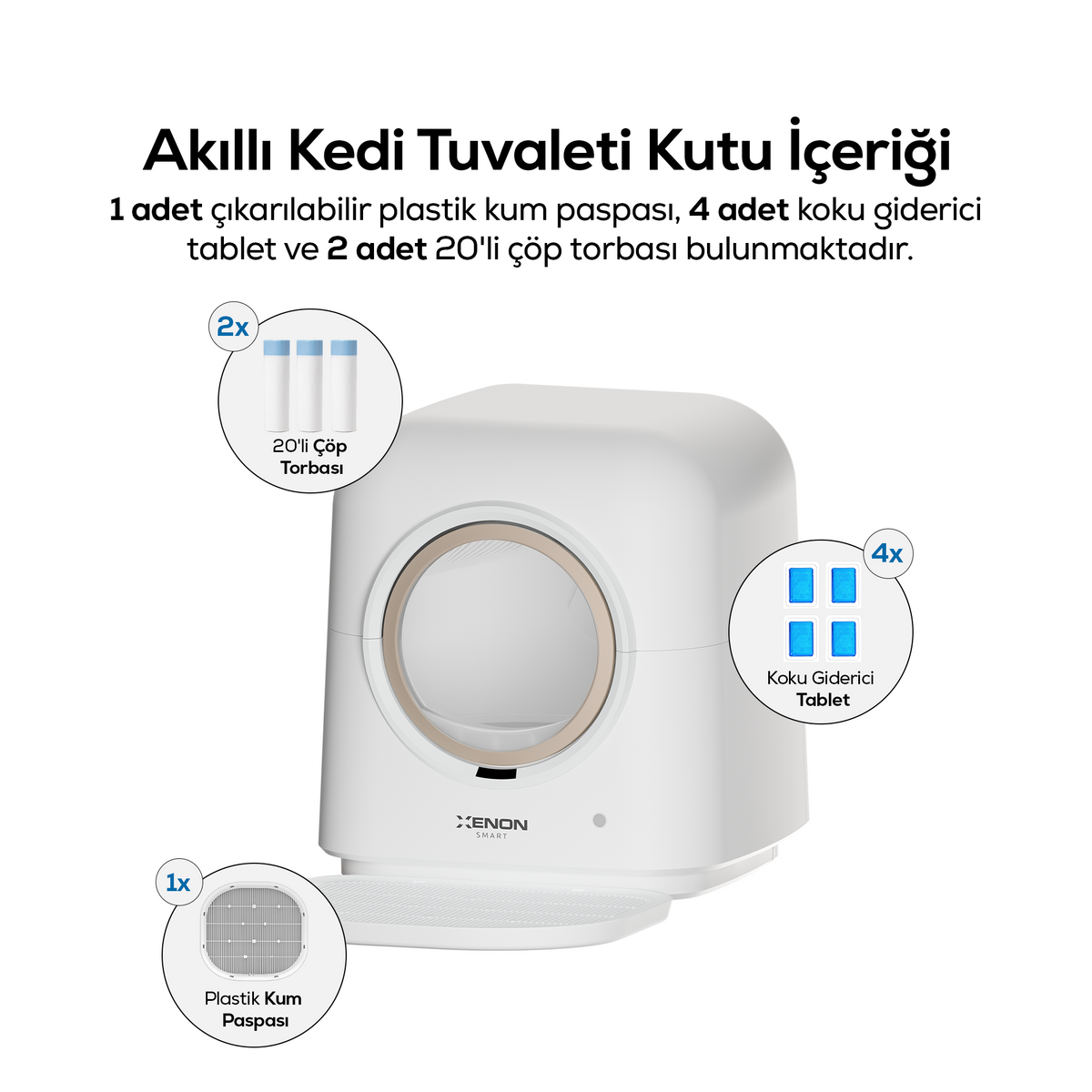 Kedi Tuvaleti | 60L, PIR Hareket Sensörü, Mobil Kontrol, UV, Akıllı Kedi Tuvaleti (X8620)