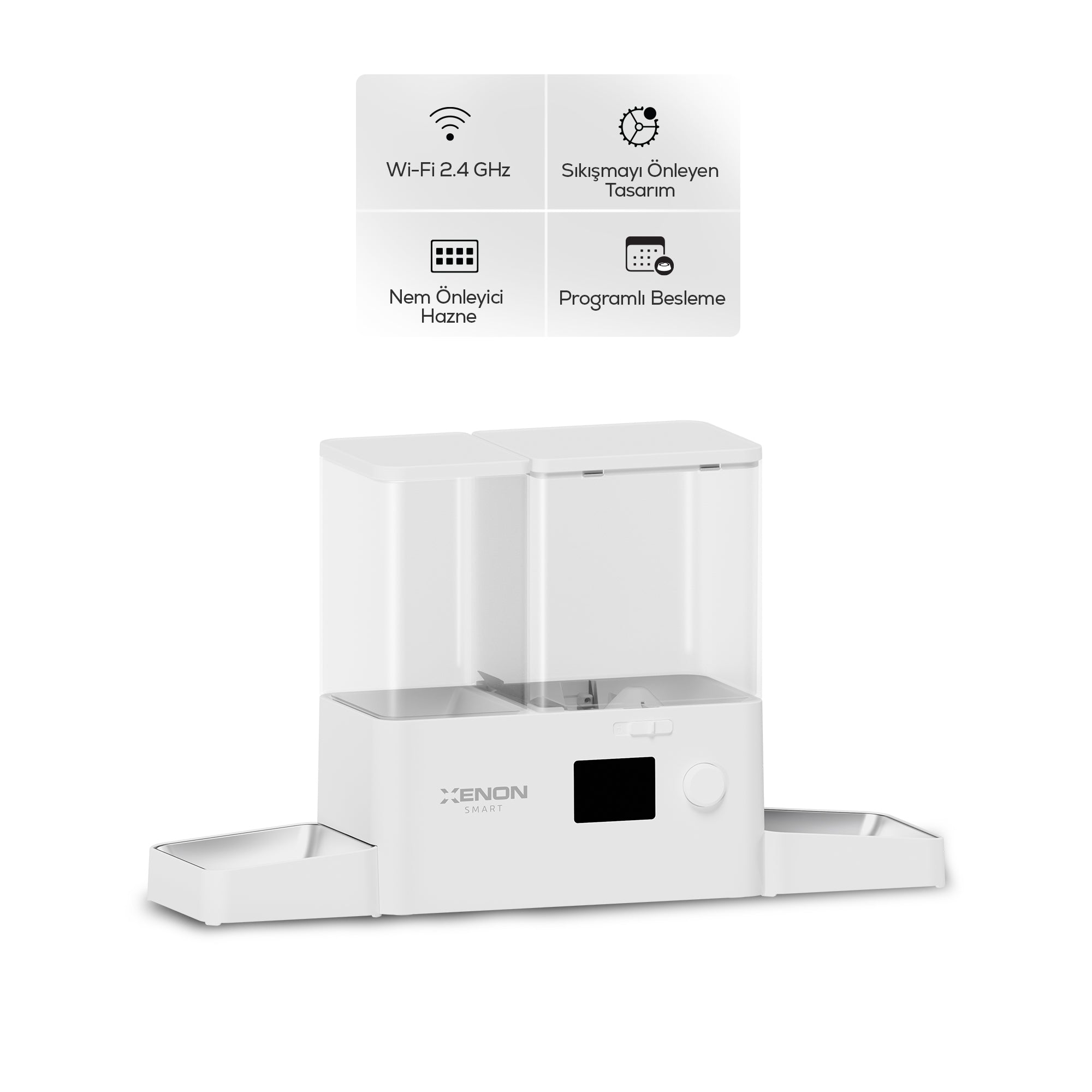 Otomatik Mama ve Su Kabı | Akıllı 2 in 1 Besleyici, WiFi, Çelik Kase, 3.5L/2L, Sessiz Sifon (X8616)