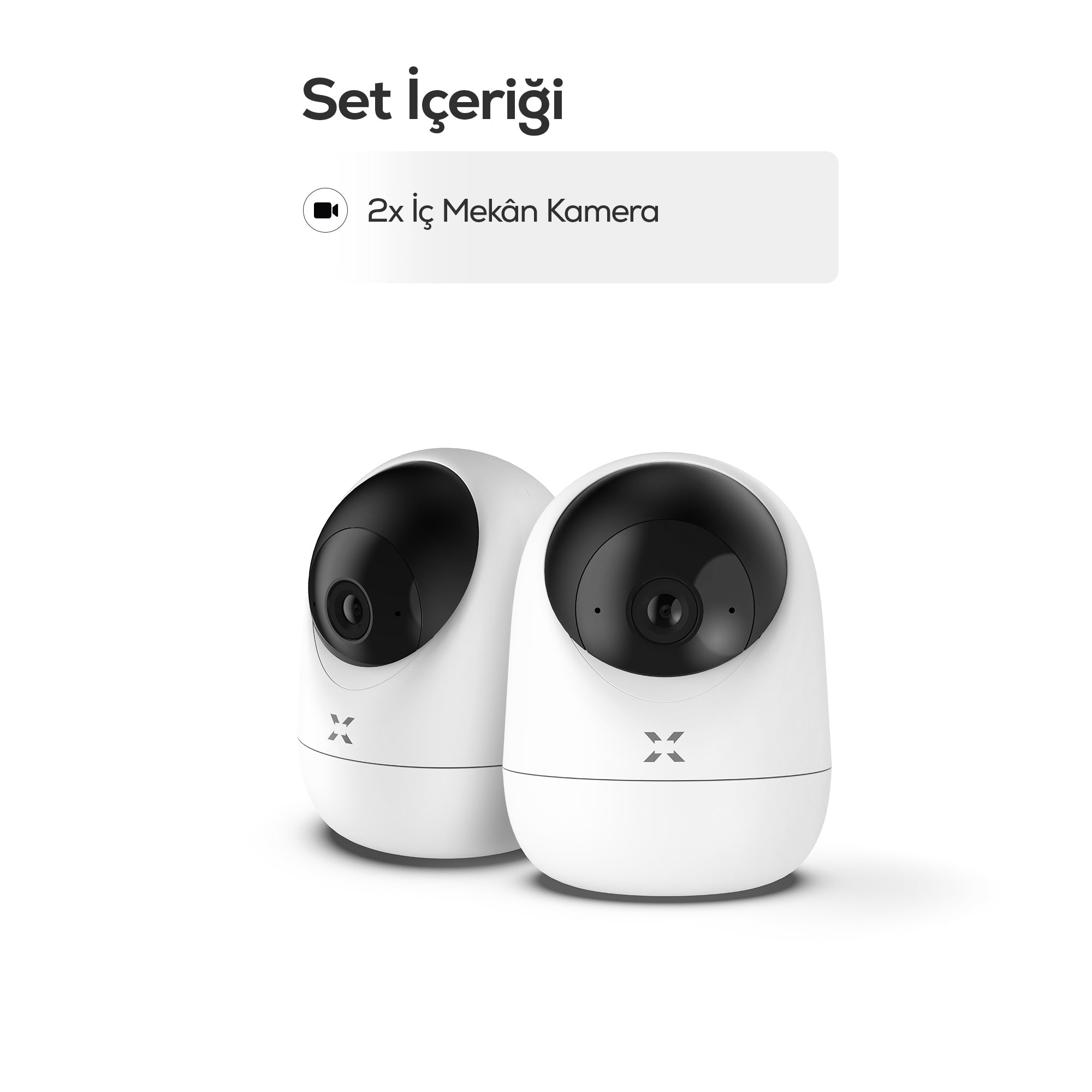 Ev Kamerası 2’li Set | WiFi, 2304p, Mobil Kontrol, Sesli, 360° Ptz, Gece Görüş, İç Mekan Kamera