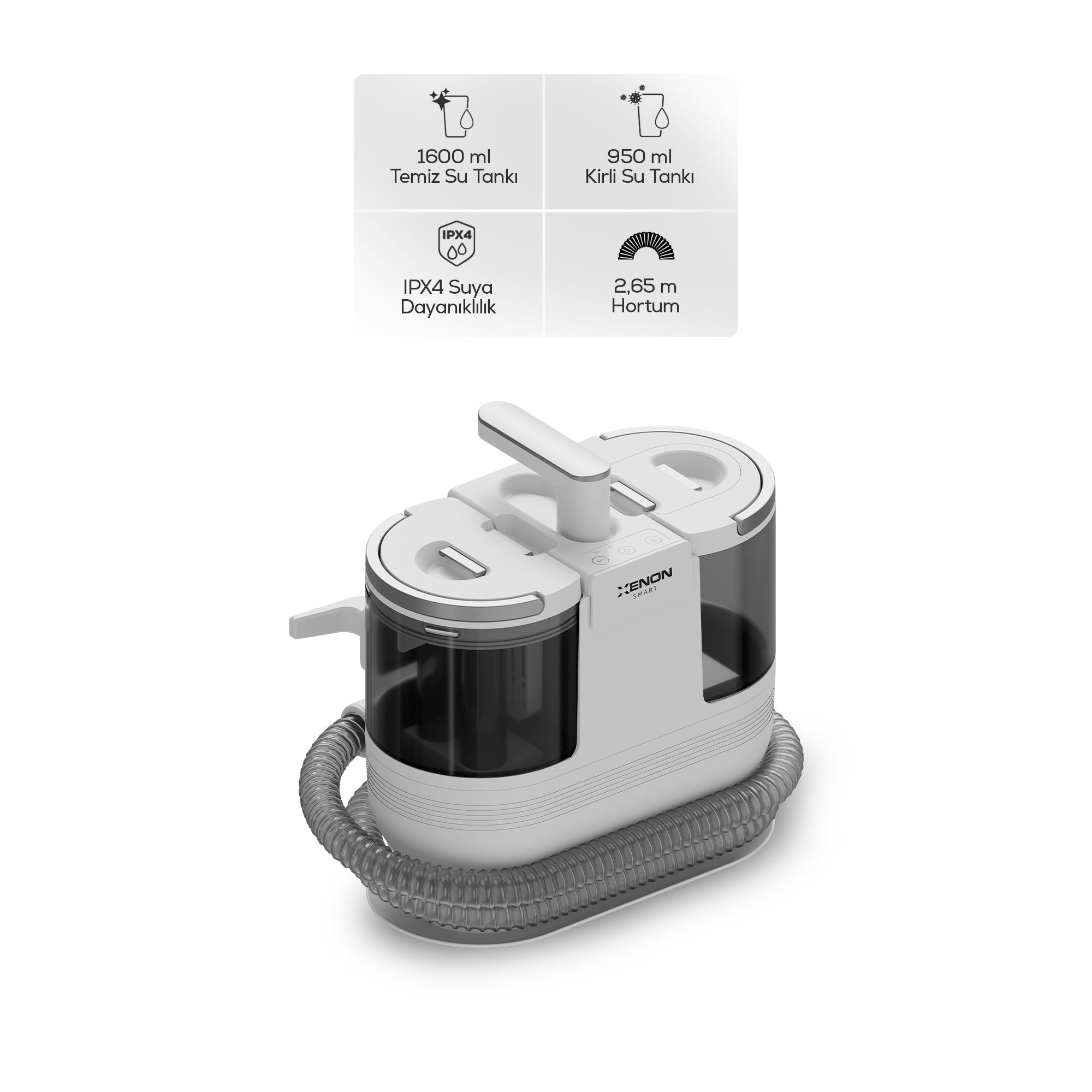 Buharlı Halı Yıkama & Koltuk Temizleme Makinesi 1700W | 16kPa Vakum, Buhar, Sıcak Su, Turbo (X6161)