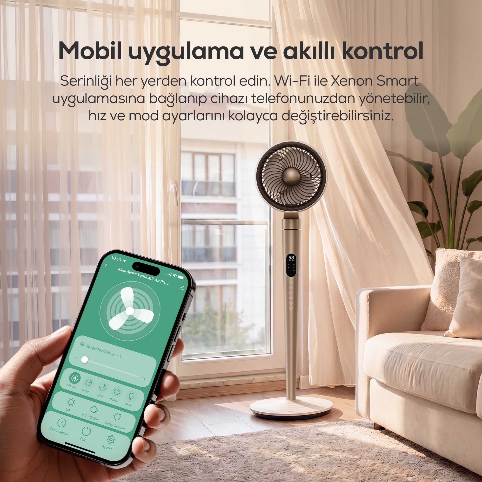 Ayaklı Vantilatör Air Pro | Akıllı, Sıcaklık Sensörlü, 3D Salınım, Işıklı (X7432)