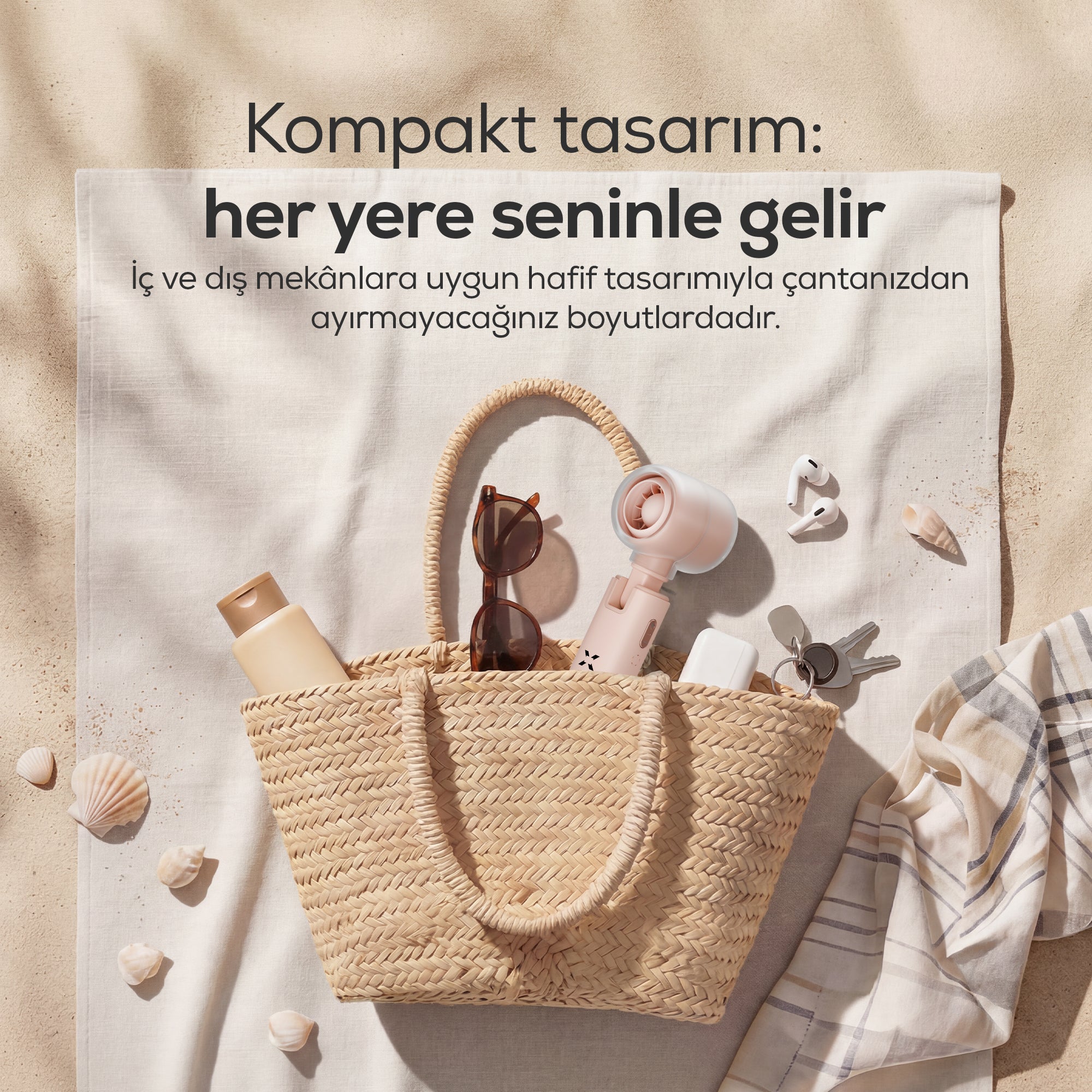 El Fanı | Taşınabilir, 14000 RPM, 7 Saat Şarjlı, 5 Kademe, Mini Vantilatör, (X6101)