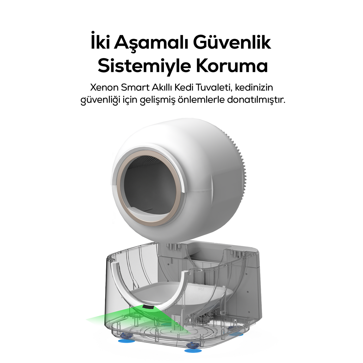 Kedi Tuvaleti | 60L, PIR Hareket Sensörü, Mobil Kontrol, UV, Akıllı Kedi Tuvaleti (X8620)