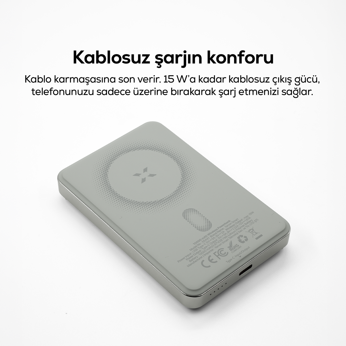 MagSafe Powerbank | 10000 mAh, 15W Kablosuz, 22.5W Hızlı Şarj, Alüminyum Kasa (X6441)