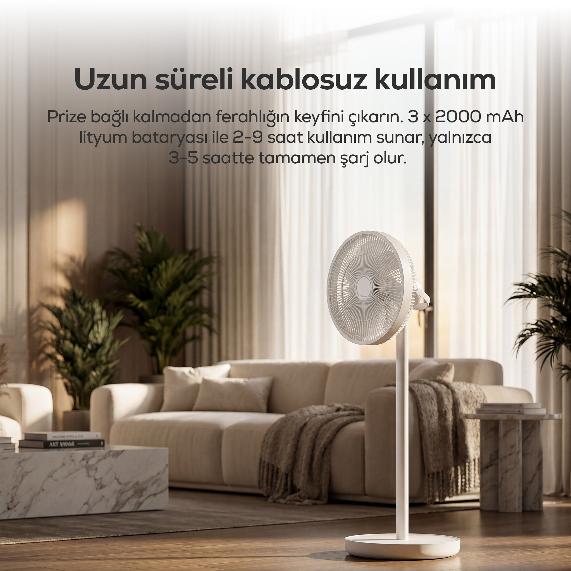 Taşınabilir Vantilatör | 6000 mAh, Bataryalı, Kumandalı, Otomatik Salınım, Boy Ayarlı (X7435)