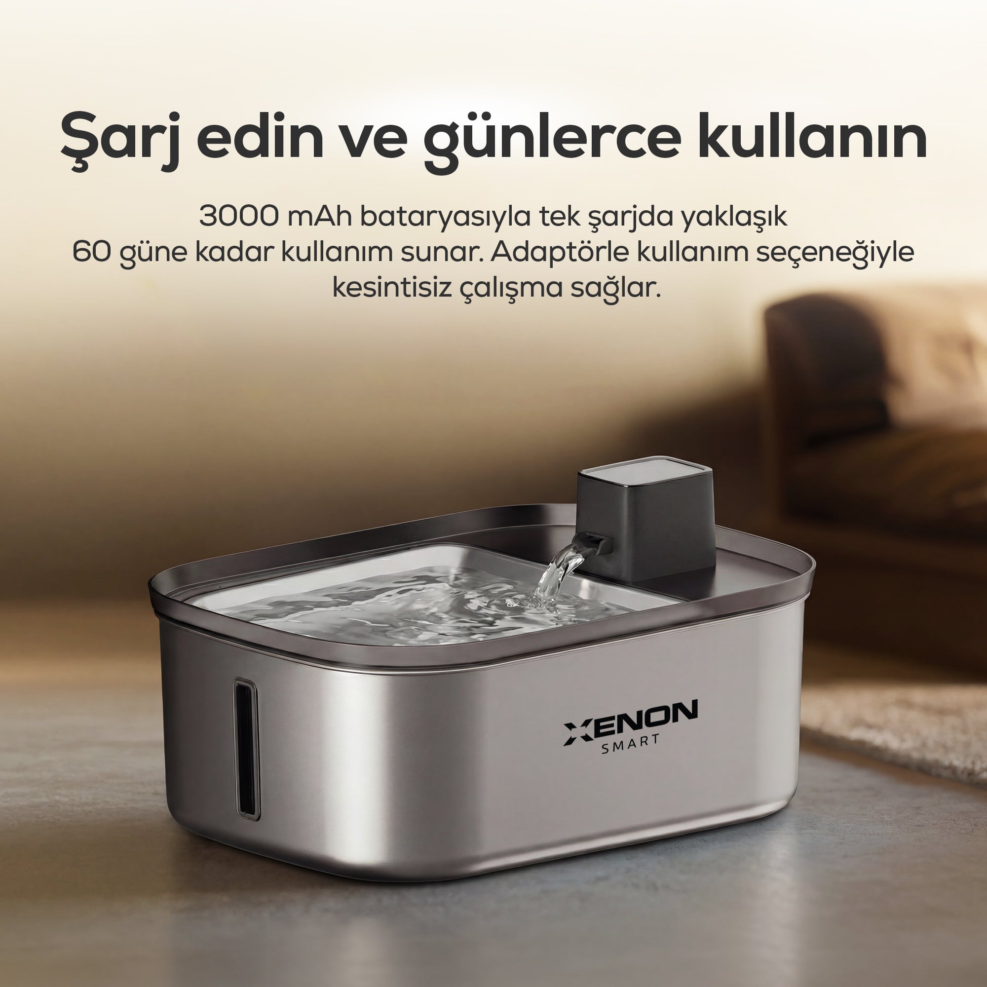 Su Pınarı | Otomatik, 6.5L, Radar Sensörlü, 60 Gün Şarjlı, Çelik İç Yüzey, Tüm Patilere Uygun (X8658)