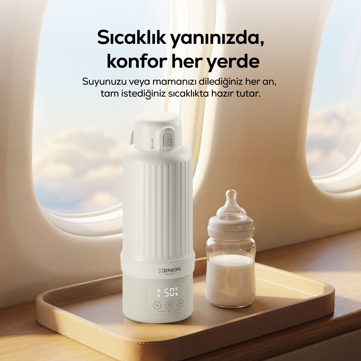 Taşınabilir Kettle | Şarjlı, 500 ml, 316L Çelik, Sıcaklık Ayarlı, Mama ve Süt Isıtıcı (X1004)