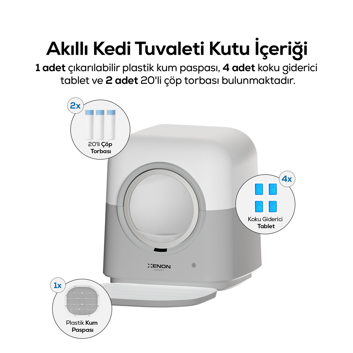 Otomatik Kedi Tuvaleti | 60L, 6L Atık Hazneli, UV, Wifi, Kilo Takibi, Akıllı Kedi Tuvaleti (X8621)