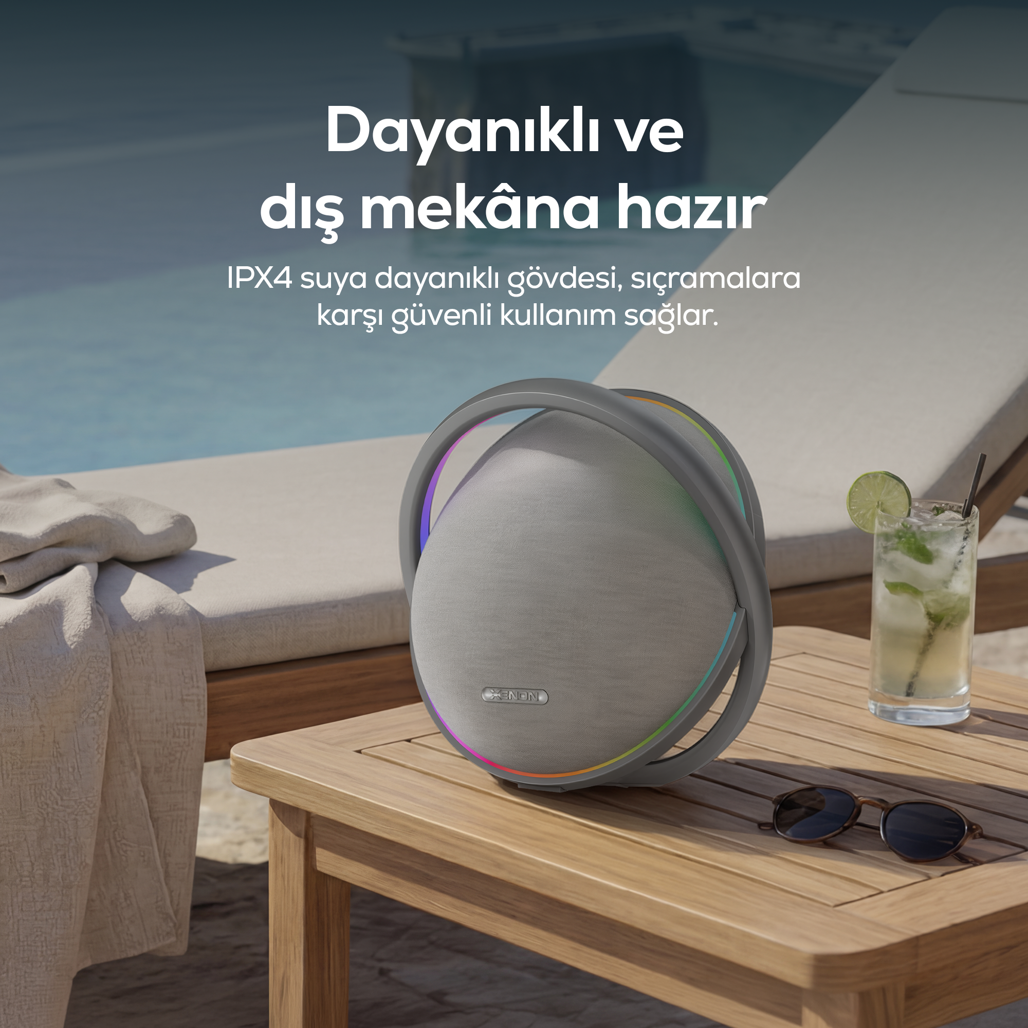 Aura Bluetooth Hoparlör | 80W RMS, 12000 mAh, Işıklı, TWS, IPX4 (X6710)