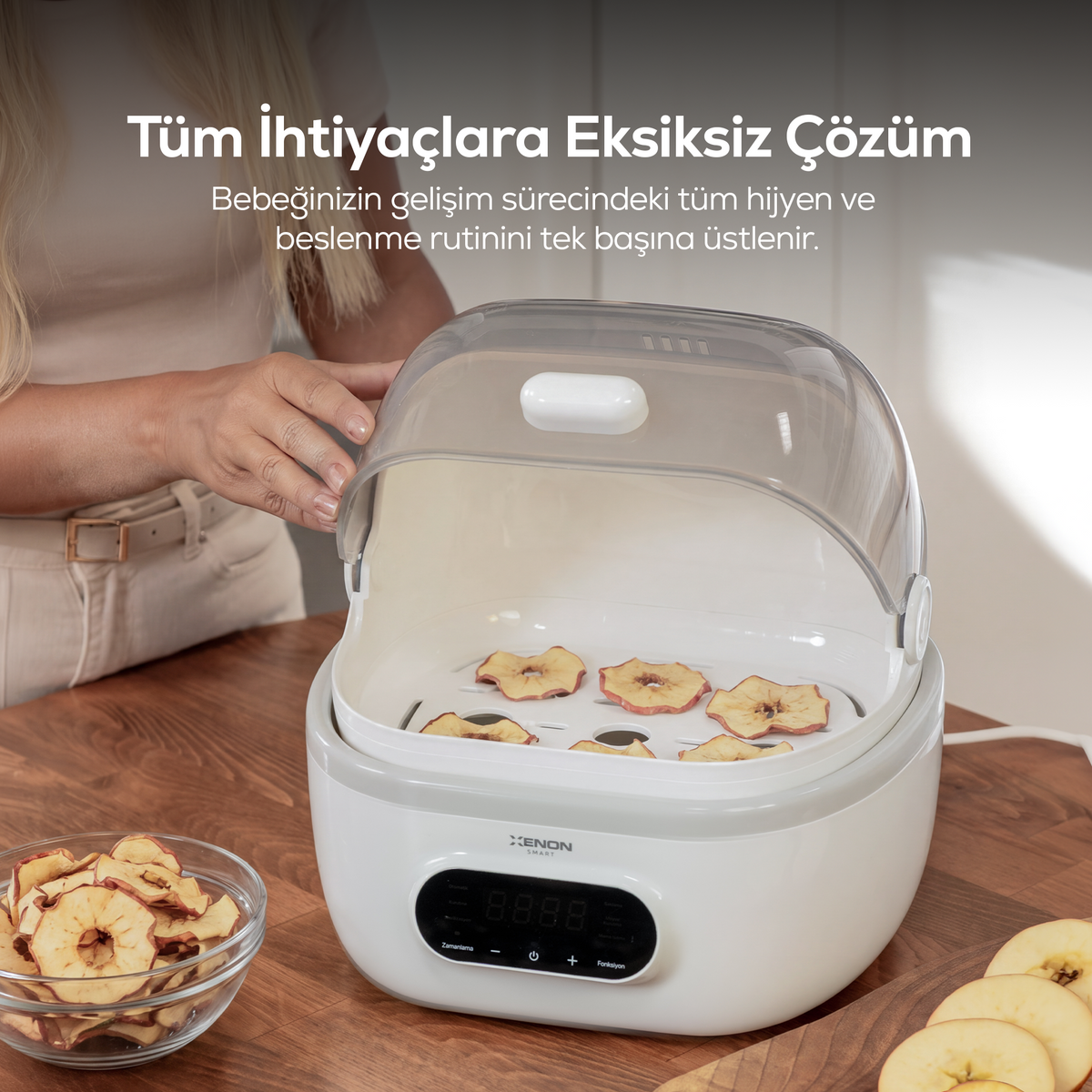 Çok Fonksiyonlu Biberon Sterilizatörü ve Kurutucu – Buharlı, Mama Isıtıcılı, Wi-Fi Akıllı Kontrol (X1001)