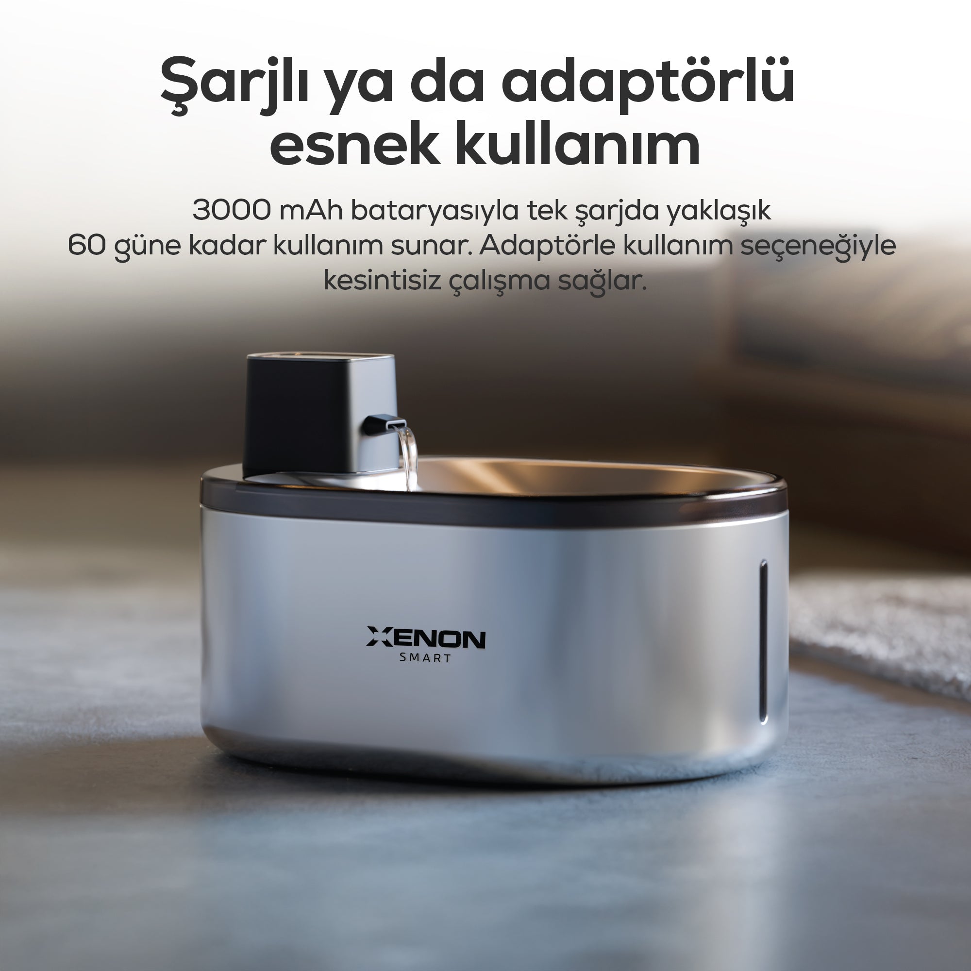 Su Pınarı | Otomatik 4L, Radar Sensörlü, 3 Katmanlı Filtre, 60 Gün Şarjlı, Çelik İç Yüzey (X8657)
