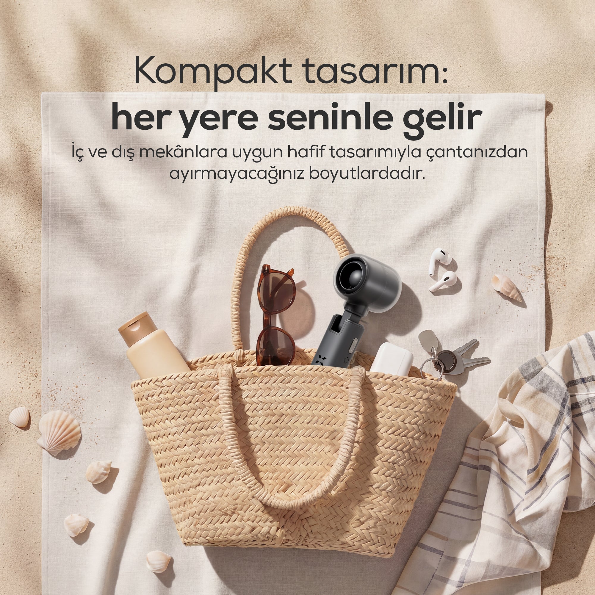El Fanı | Taşınabilir, 14000 RPM, 7 Saat Şarjlı, 5 Kademe, Mini Vantilatör, (X6101)