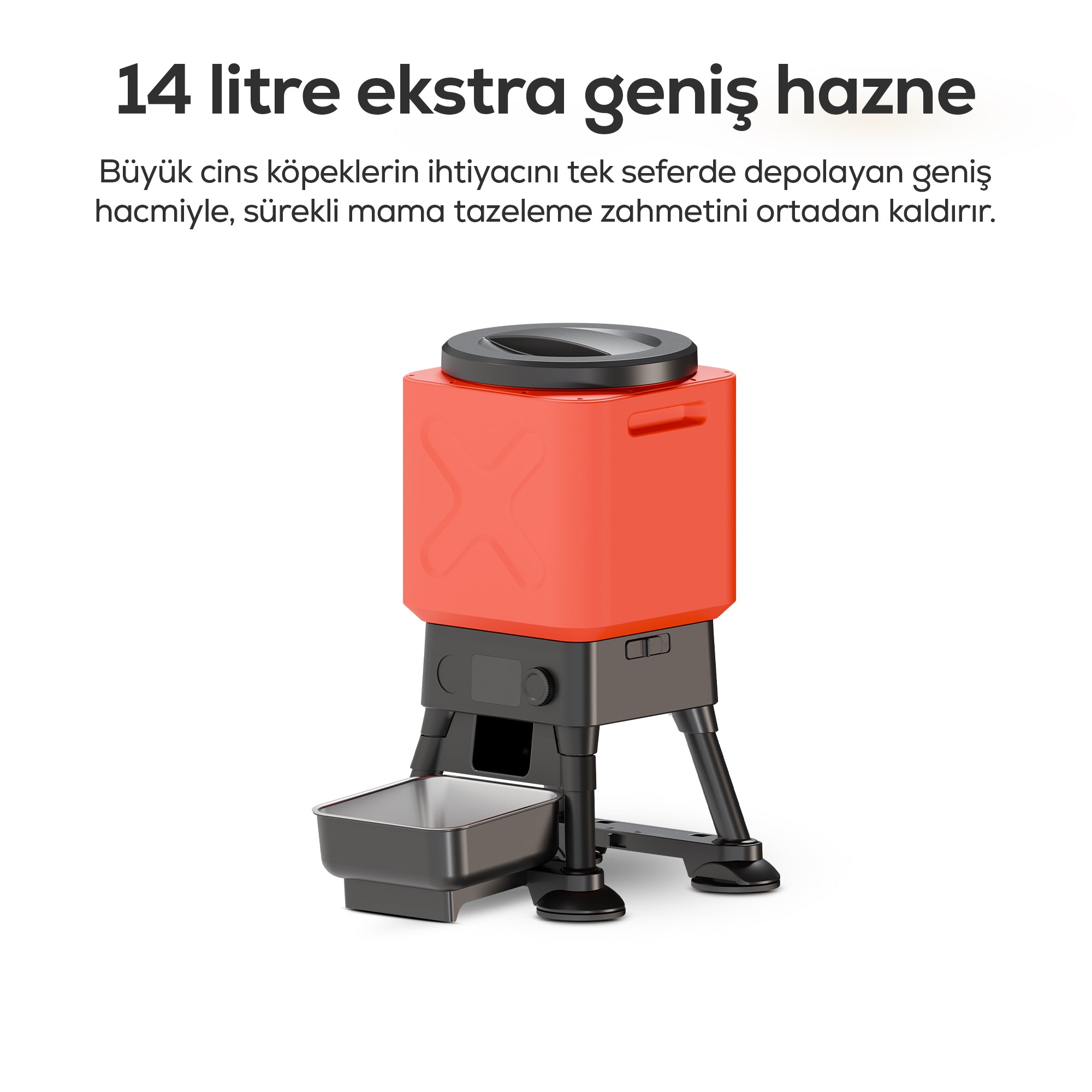 Köpek Mama Kabı | Akıllı, Uygulama Kontrol, 14L, Yükseltilmiş Ortopedik Tasarım, Çelik Kase (X8631)
