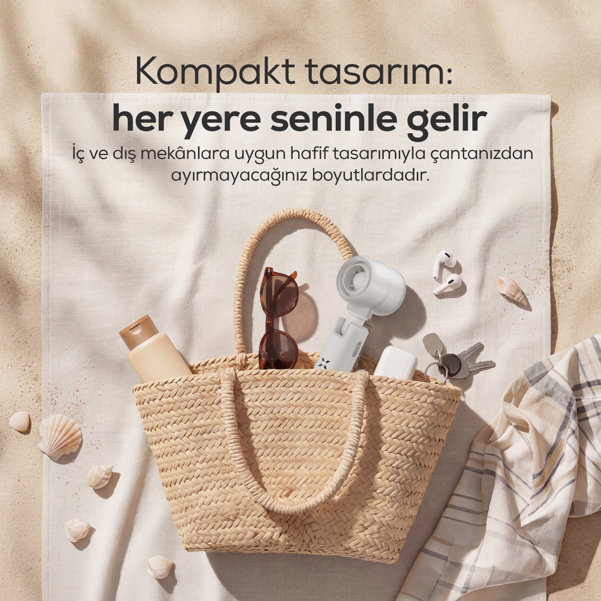 El Fanı | Taşınabilir, 14000 RPM, 7 Saat Şarjlı, 5 Kademe, Mini Vantilatör, (X6101)