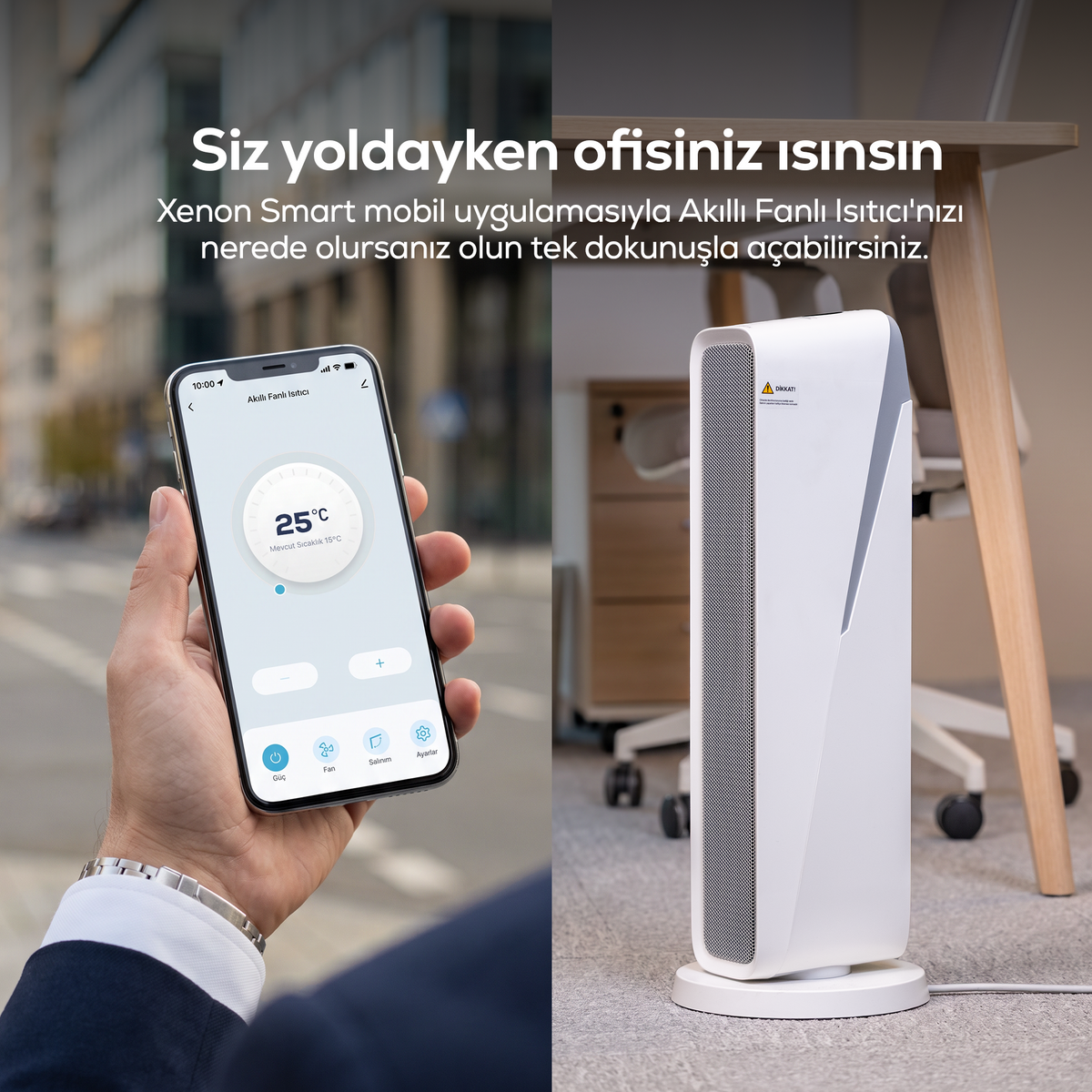 Fanlı Isıtıcı | 2000W, Mobil Kontrol, Kule Tipi, Güvenlikli, 3 Kademeli, Akıllı Isıtıcı (X7440)
