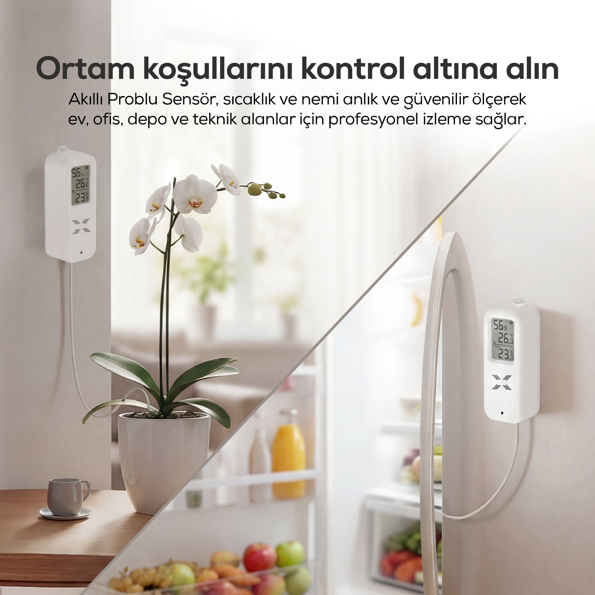 Dijital Termometre | Akıllı, Su Geçirmez Problu, WiFi, Sıcaklık ve Nem Sensörü (X7509)