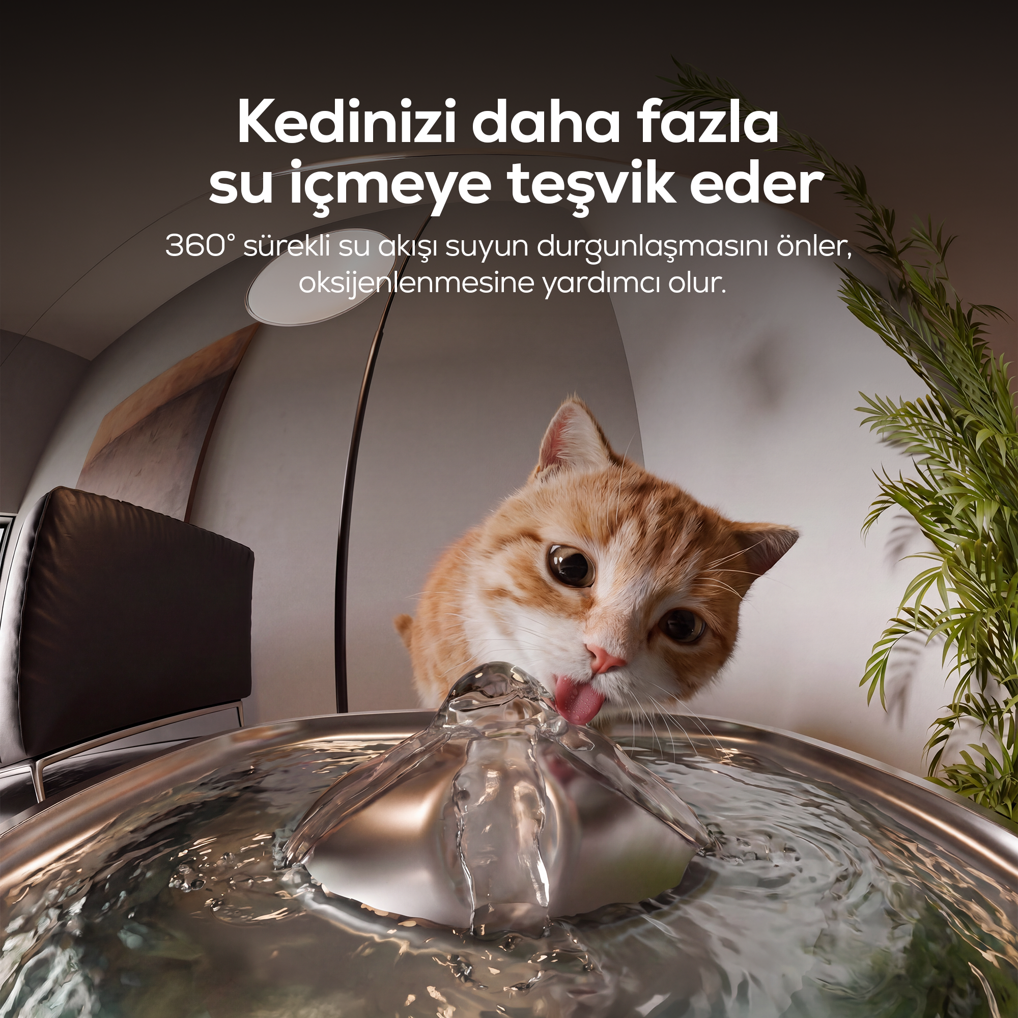 Kedi Su Pınarı | Çelik, Akıllı, 3L, Ultra Sessiz, Mobil Kontrol Destekli, Kedi Çeşmesi (X8651)