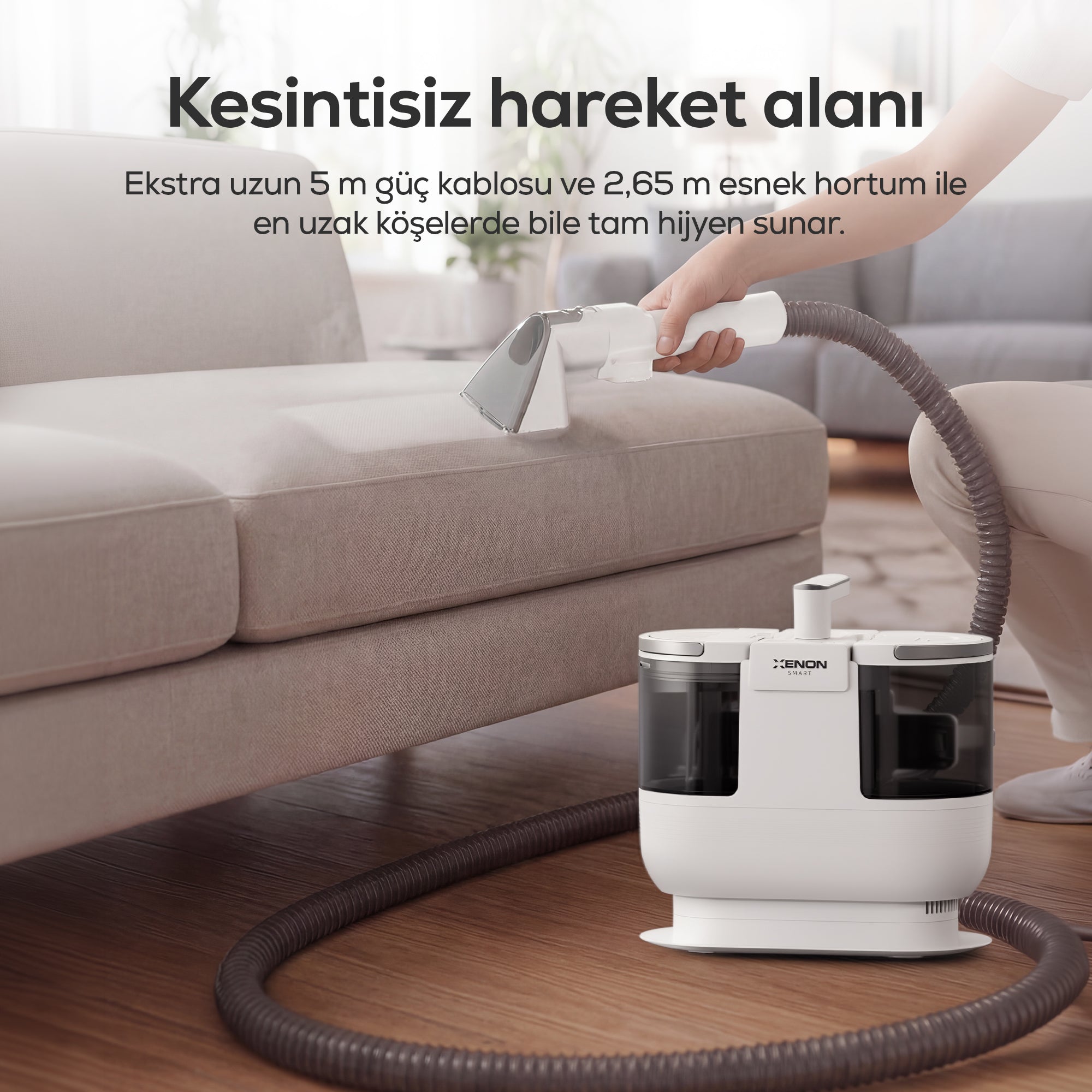 Buharlı Halı Yıkama & Koltuk Temizleme Makinesi 1700W | 16kPa Vakum, Buhar, Sıcak Su, Turbo (X6161)