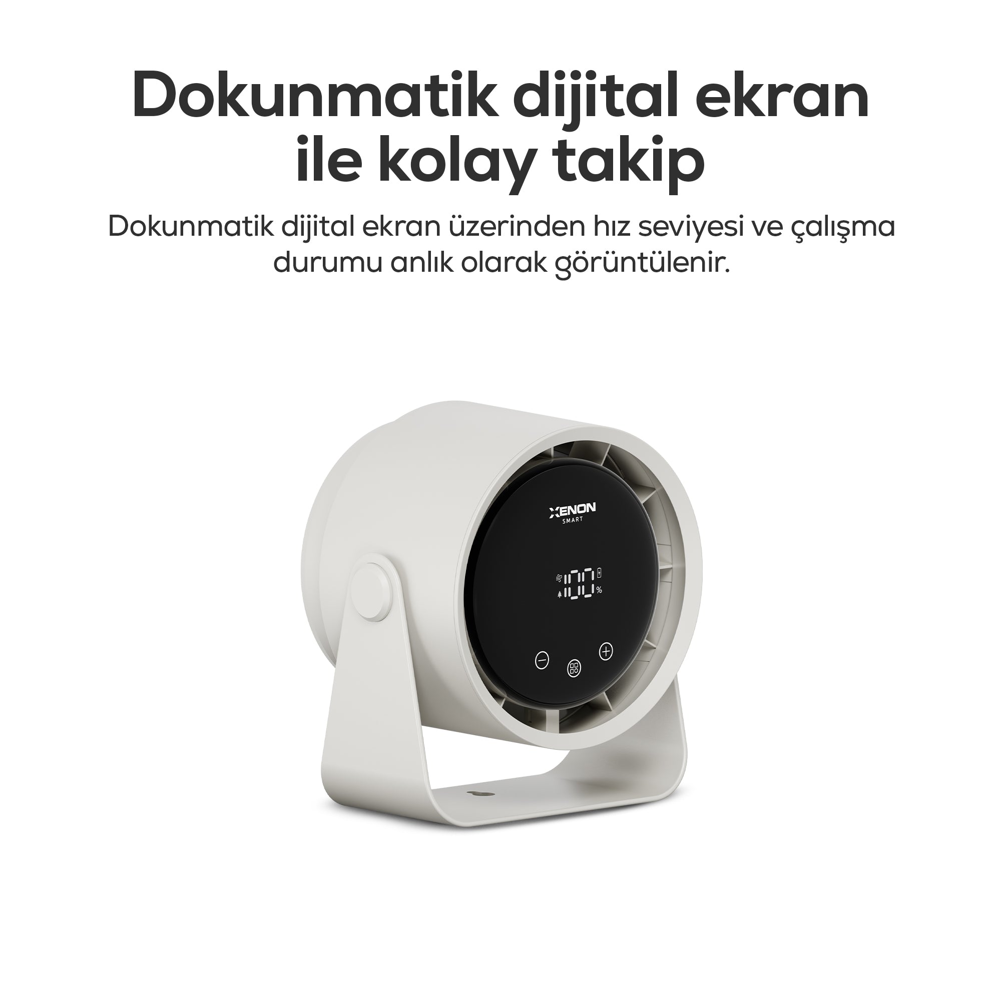 Taşınabilir Masaüstü Fanı | 100 Kademe Kontrol, Şarjlı, Dokunmatik Ekran, 2000mAh, USB-C (X6113)