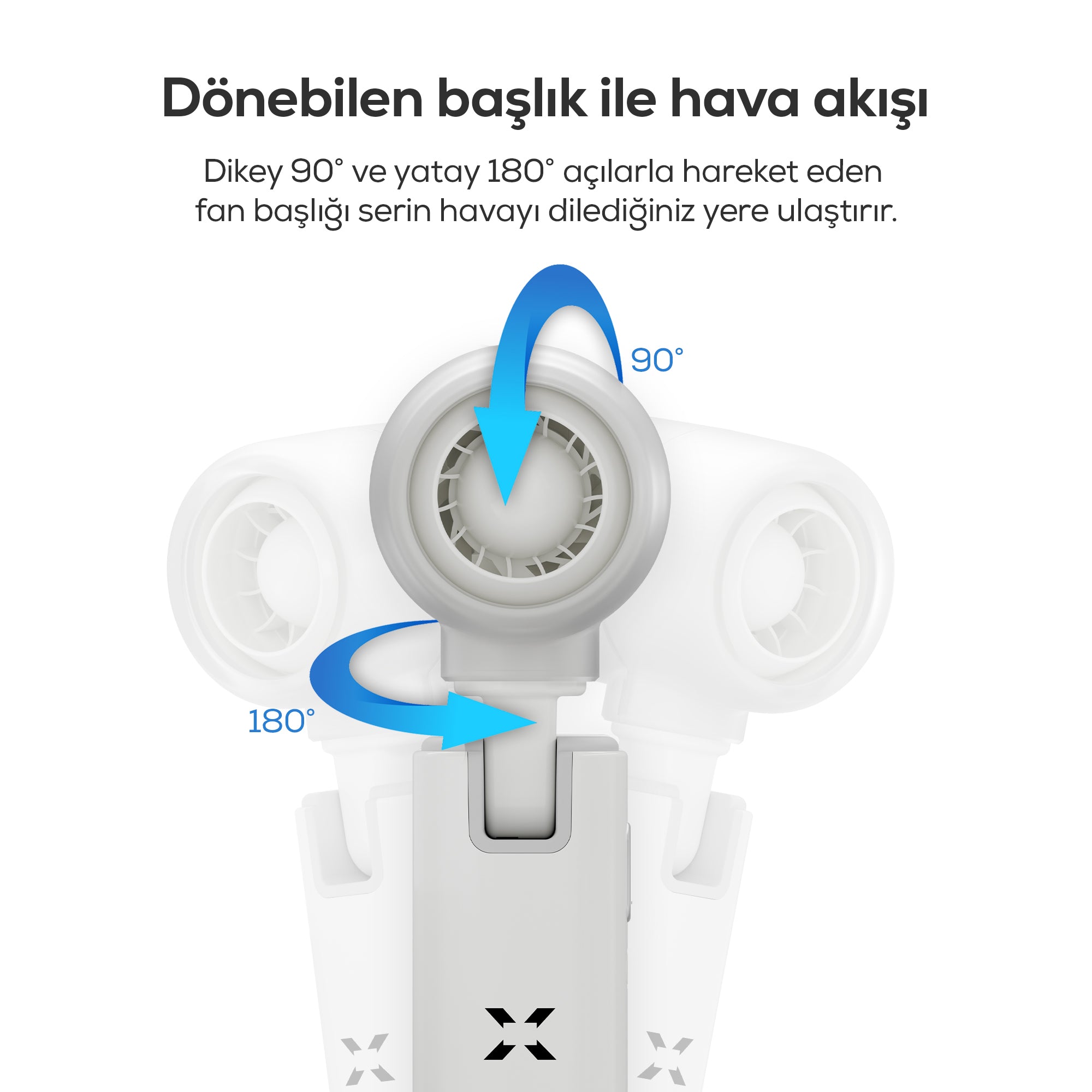 El Fanı | Taşınabilir, 14000 RPM, 7 Saat Şarjlı, 5 Kademe, Mini Vantilatör, (X6101)