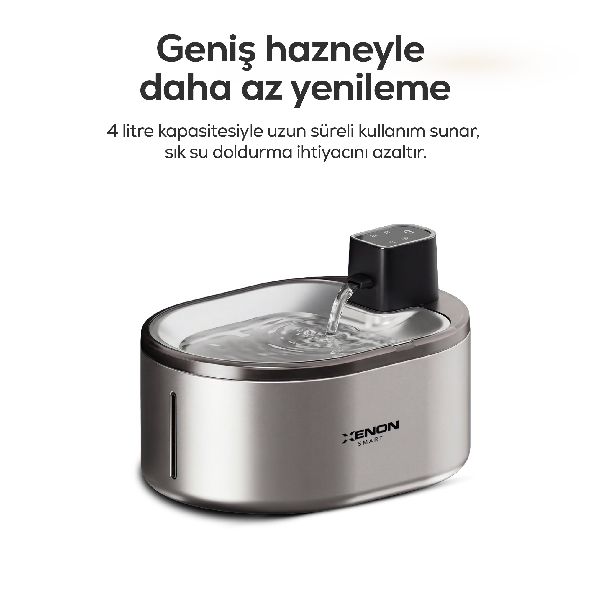 Su Pınarı | Otomatik 4L, Radar Sensörlü, 3 Katmanlı Filtre, 60 Gün Şarjlı, Çelik İç Yüzey (X8657)