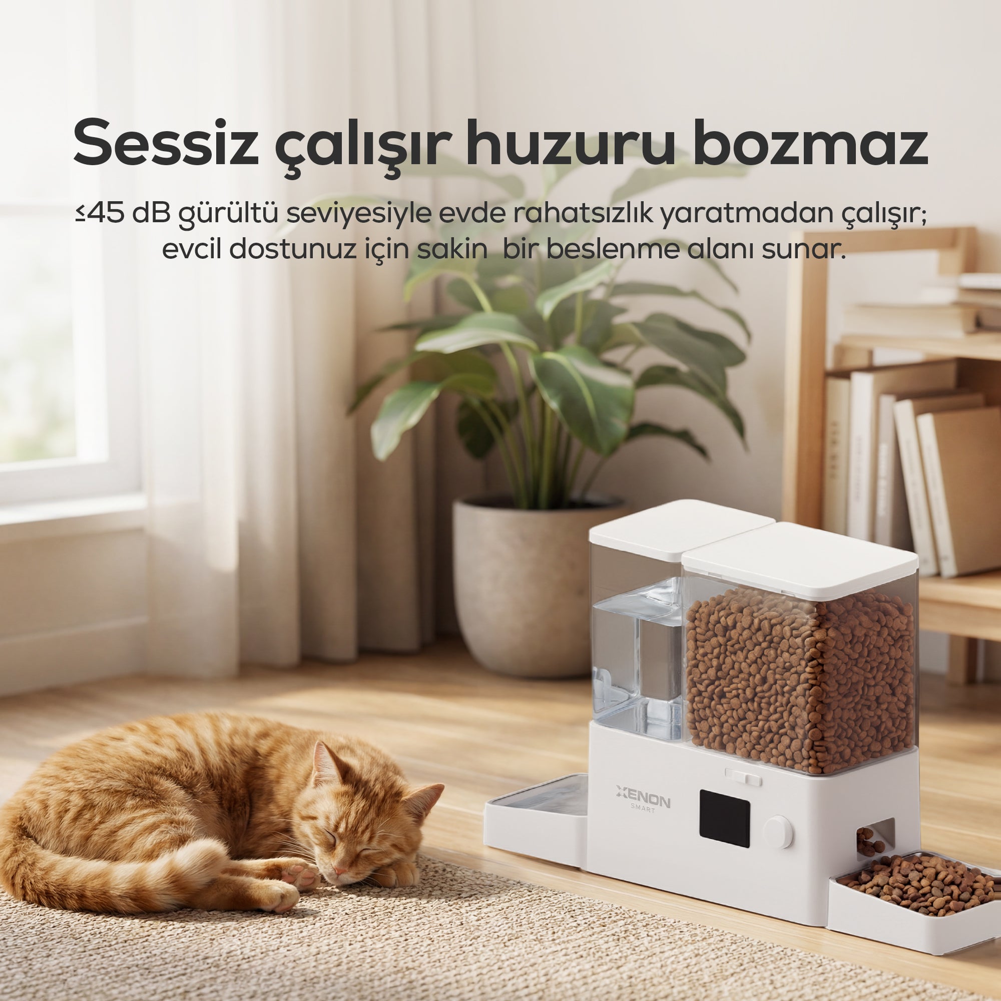 Otomatik Mama ve Su Kabı | Akıllı 2 in 1 Besleyici, WiFi, Çelik Kase, 3.5L/2L, Sessiz Sifon (X8616)