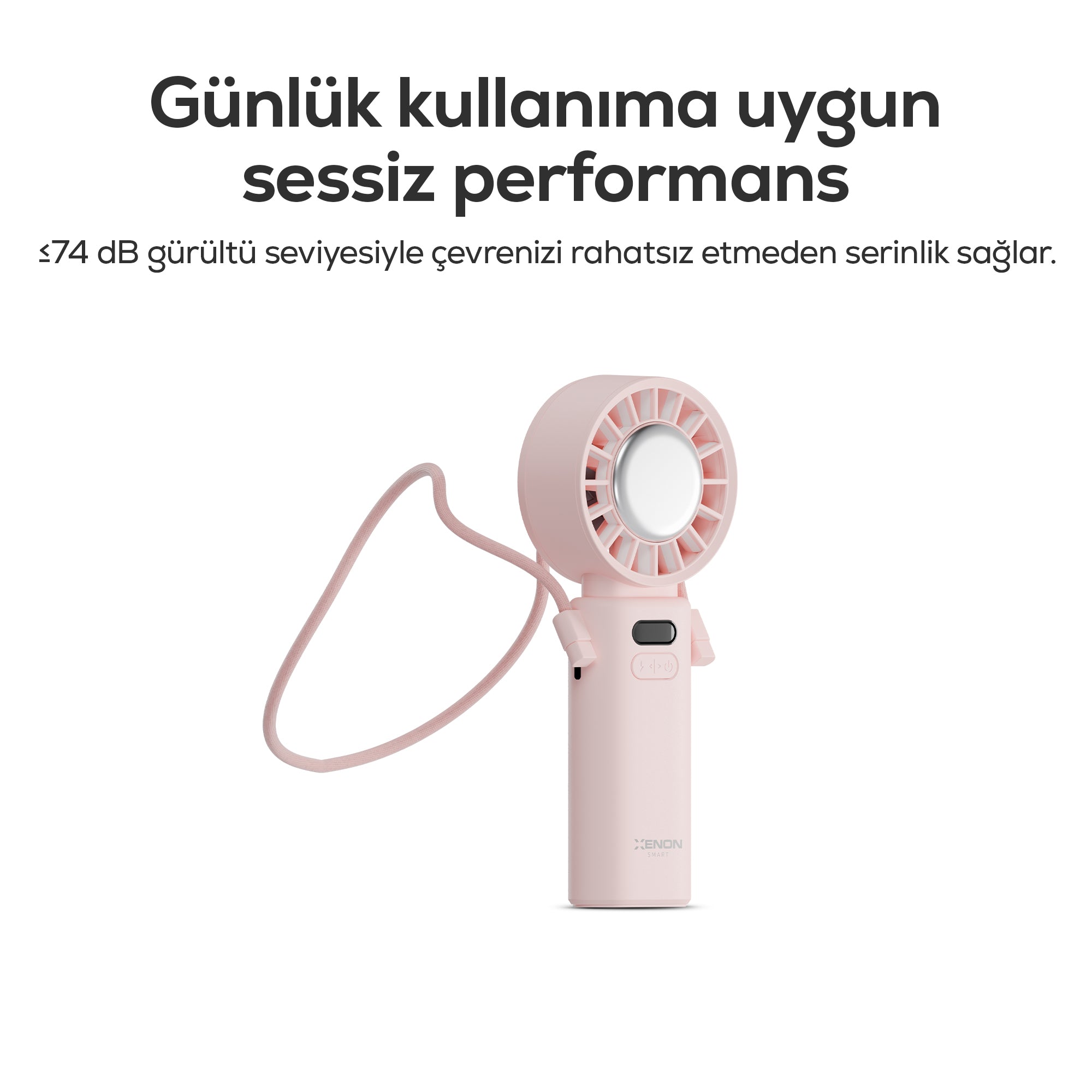 El Vantilatörü | Peltier Soğutma, 100 Kademe, 3600mAh, 8300 RPM, USB-C, Askılı, Pembe (X6111)