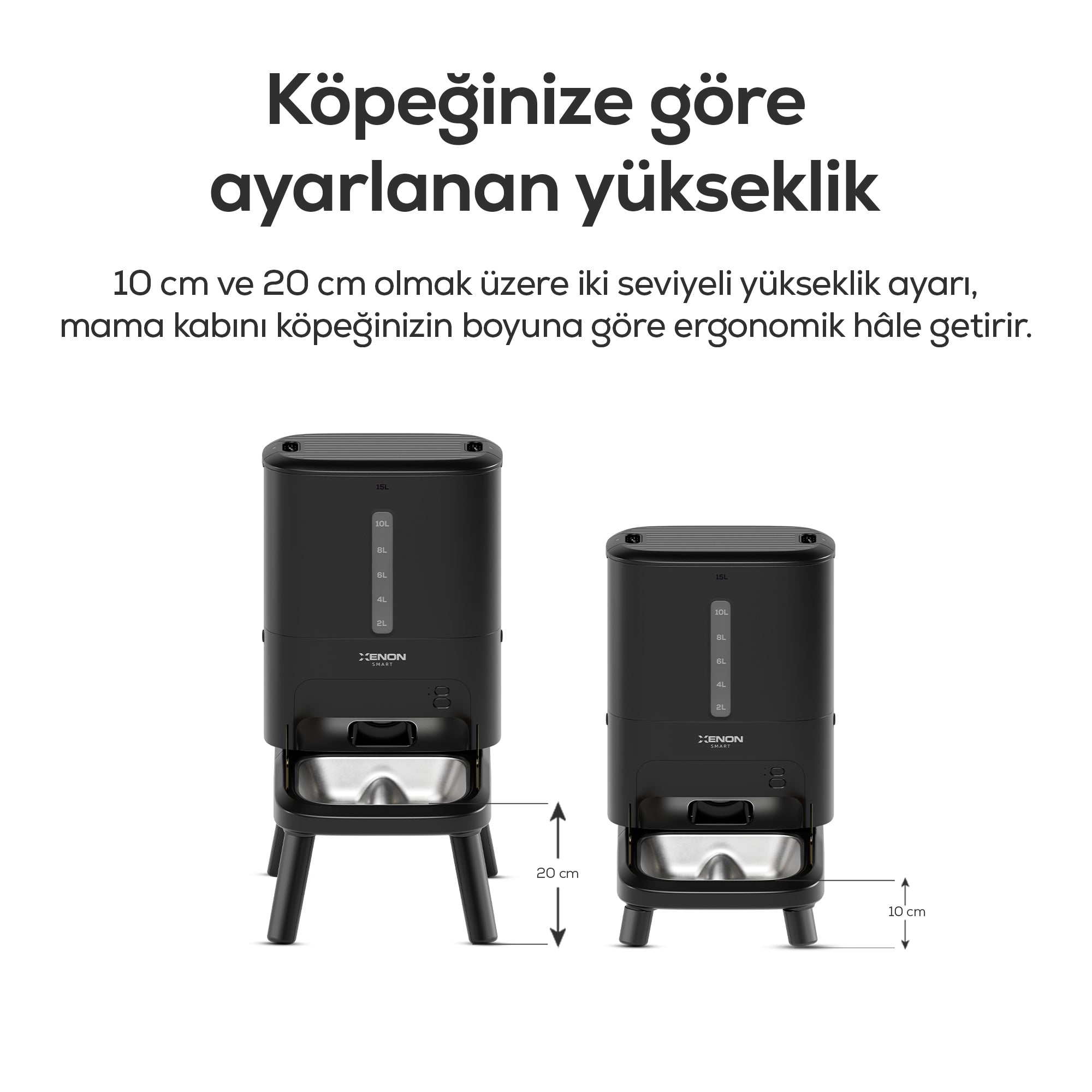 Köpek Mama Kabı | Akıllı, 15L, Mobil Kontrol, Büyük Taneli Mama Uyumlu, Yükseklik Ayarlı (X8630)