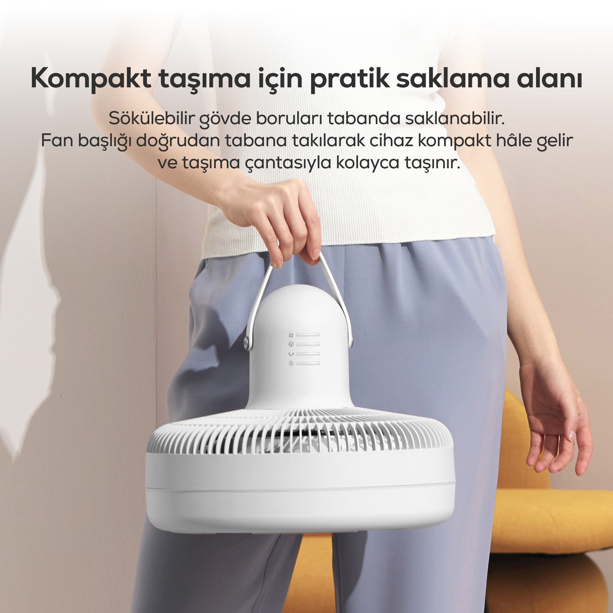 Taşınabilir Vantilatör | 6000 mAh, Bataryalı, Kumandalı, Otomatik Salınım, Boy Ayarlı (X7435)