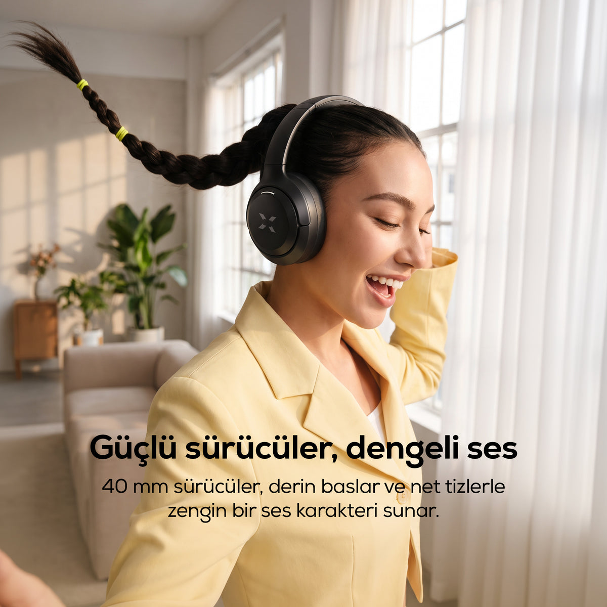 Bluetooth Kulaklık ANC | 600 mAh, BT 5.4, Şeffaf Mod, Hızlı Şarj (X6720)