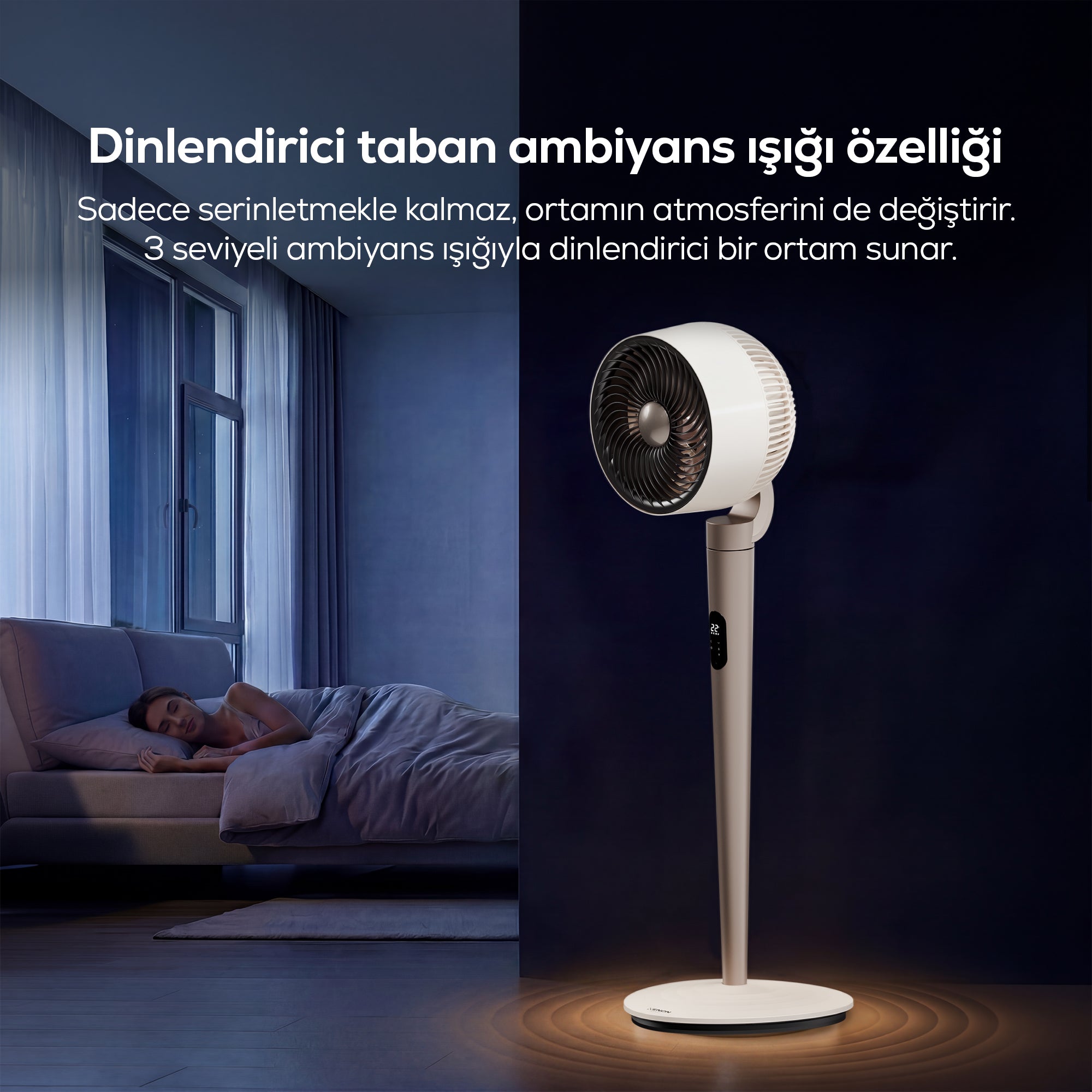 Ayaklı Vantilatör Air Pro | Akıllı, Sıcaklık Sensörlü, 3D Salınım, Işıklı (X7432)