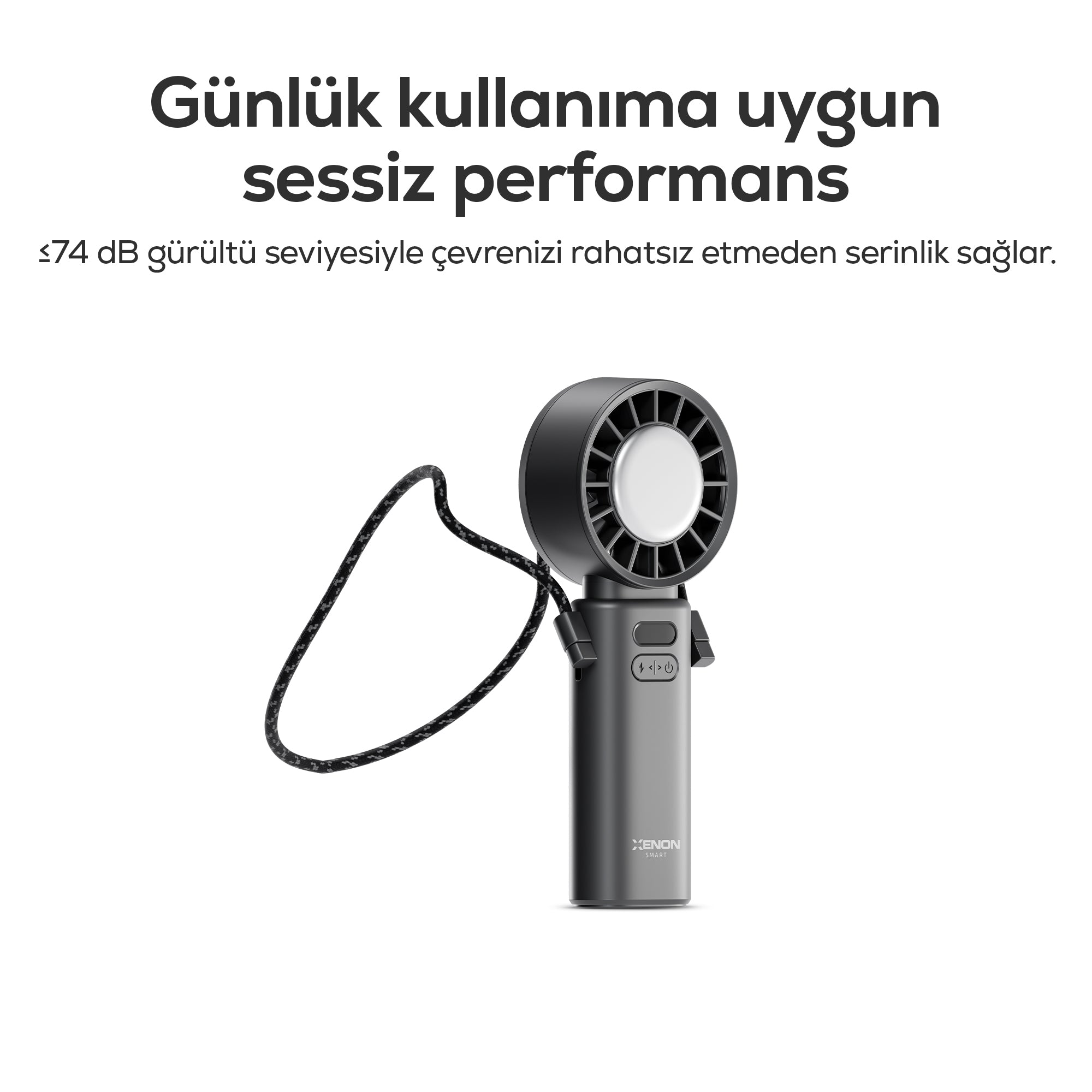 El Vantilatörü | Peltier Soğutma, 100 Kademe, 3600mAh, 8300 RPM, USB-C, Askılı, Gri (X6111)